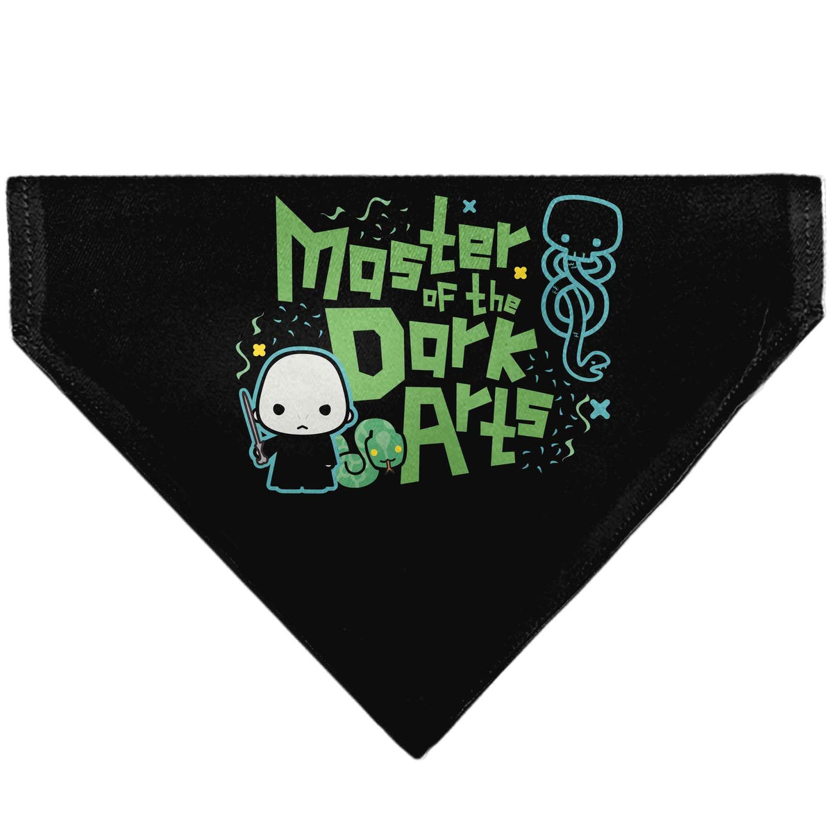 Pet Bandana - Chibi Voldemort MASTER OF THE DARK ARTS Pose Black/Greens/Blues
