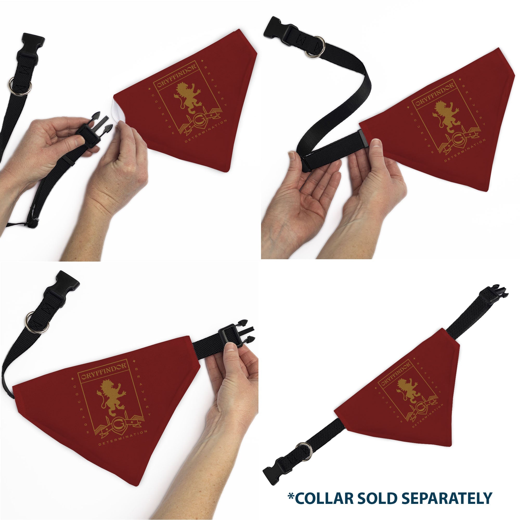 Buckle-Down Harry Potter Gryffindor Traits Banner and Icons Reds/Yellow Over-the-Collar Dog Bandana