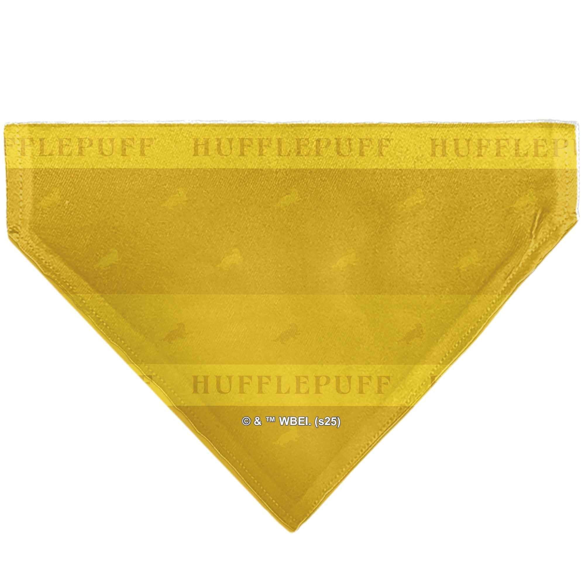 Pet Bandana - Harry Potter HUFFLEPUFF Traits Banner and Icons Yellows/Blue