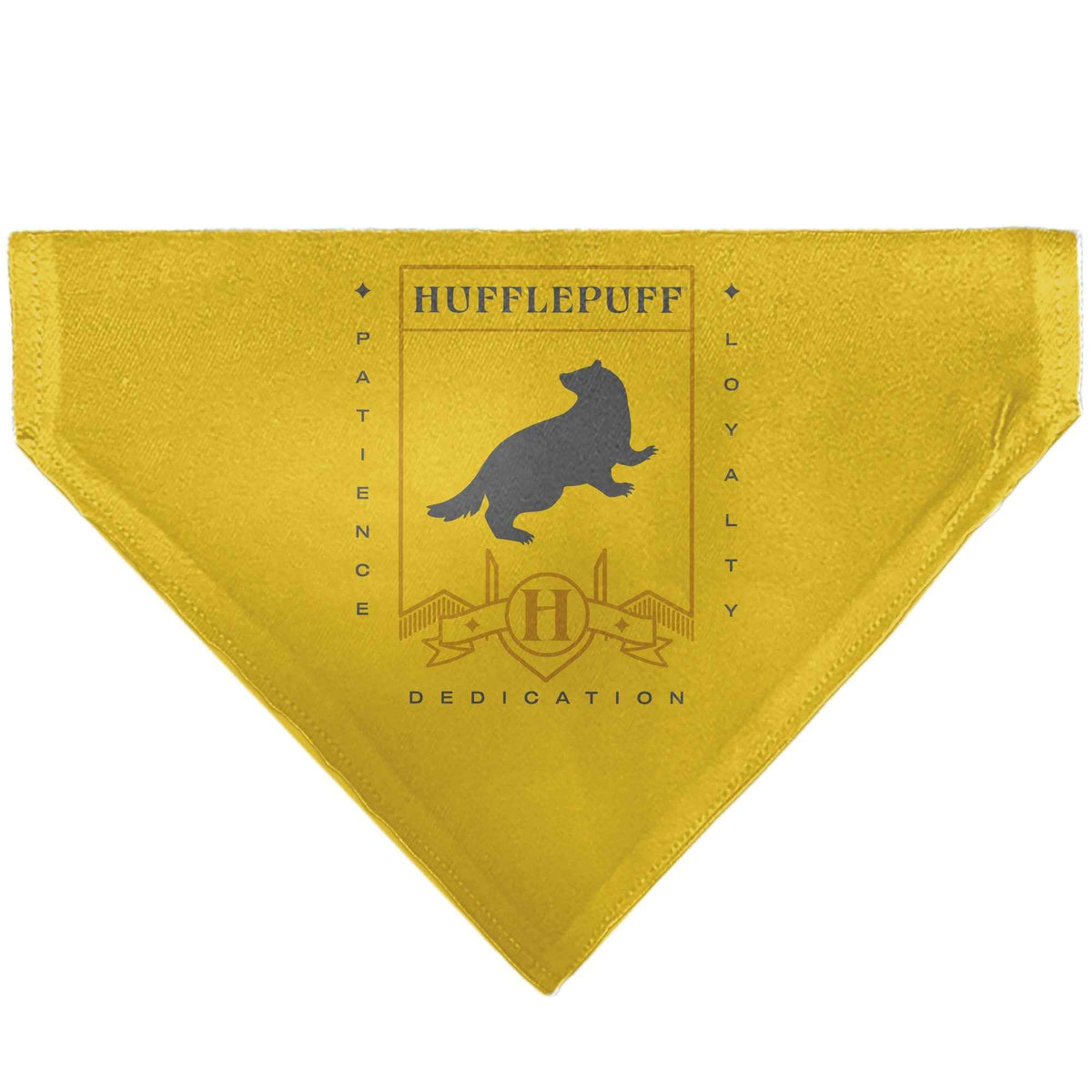 Pet Bandana - Harry Potter HUFFLEPUFF Traits Banner and Icons Yellows/Blue