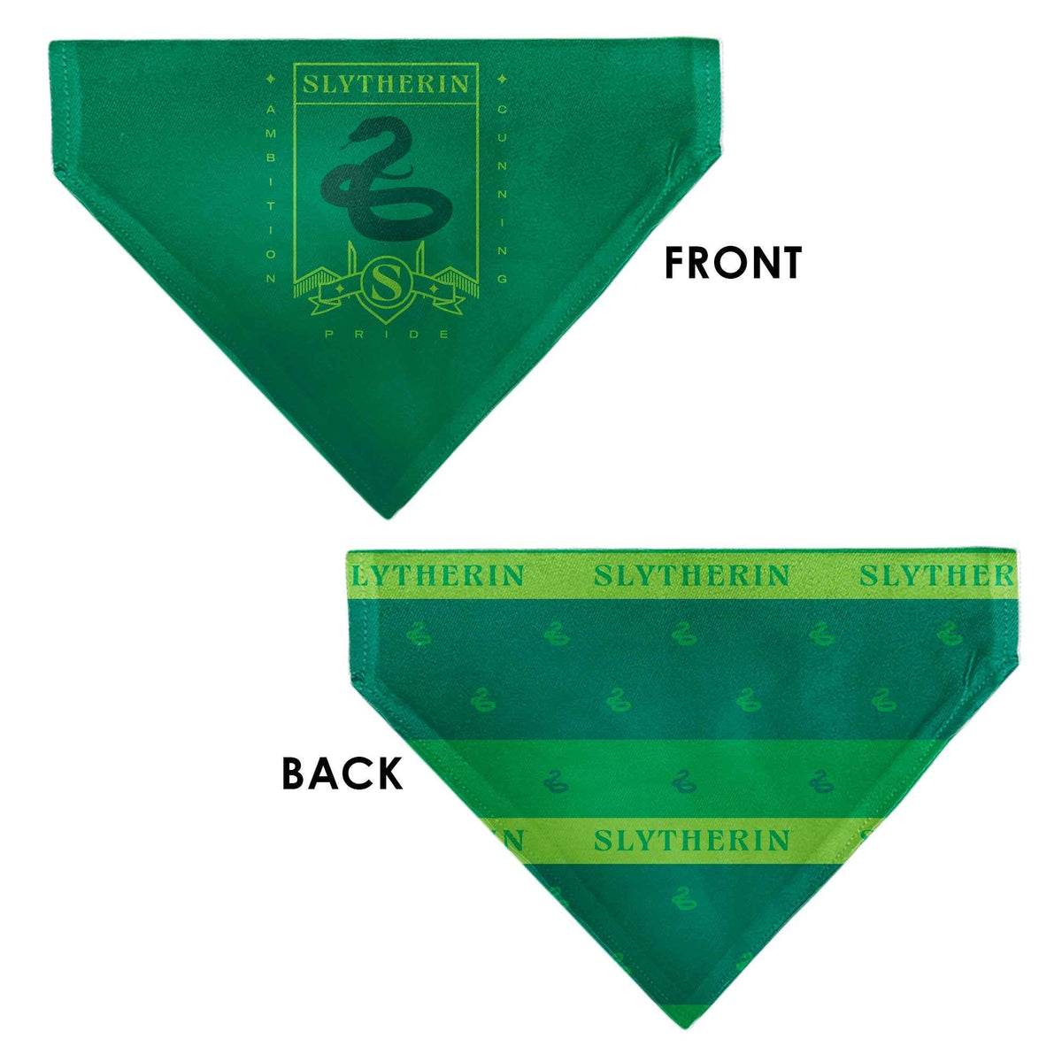 Pet Bandana - Harry Potter SLYTHERIN Traits Banner and Icons Greens/Yellow
