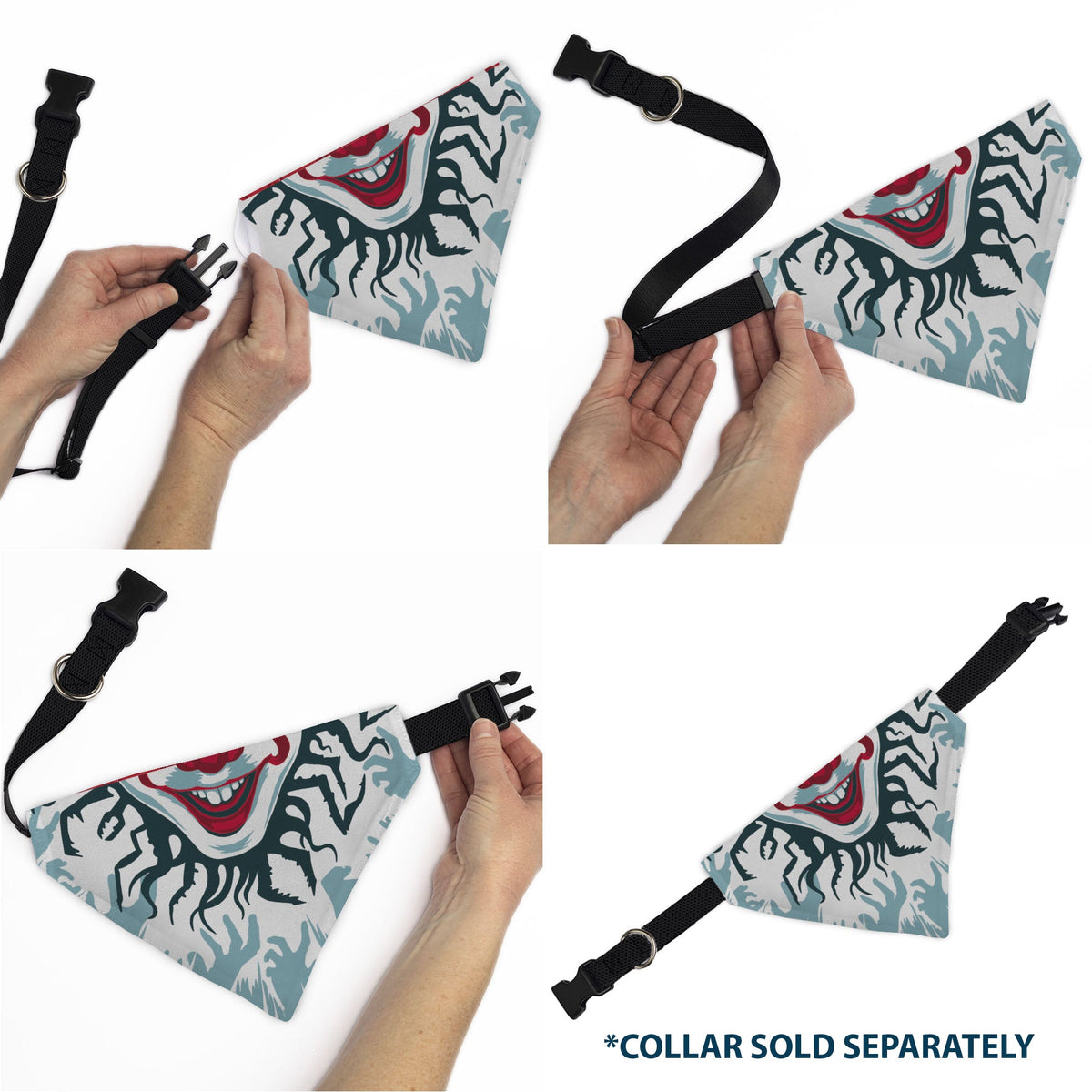 Pet Bandana - IT Pennywise Smile and Balloons White/Blues/Reds | HT Animal Supply
