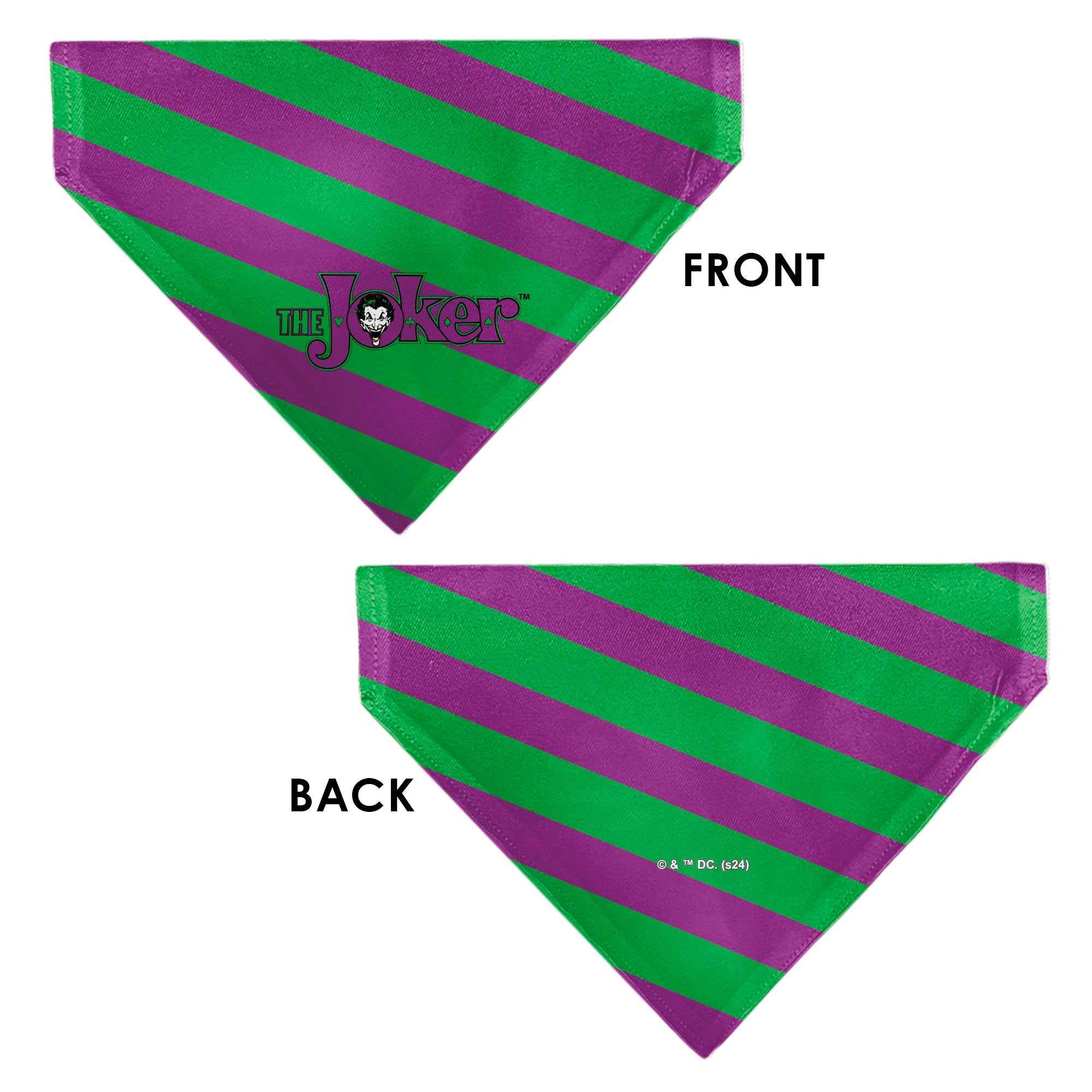 Buckle-Down The Joker Title Logo and Stripe Green/Purple Over-the-Collar Dog Bandana