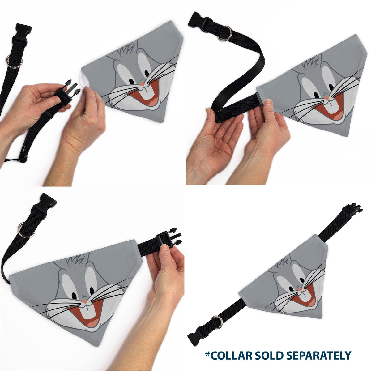 Pet Bandana - LOONEY TUNES Bugs Bunny Face Close-Up Gray | HT Animal Supply