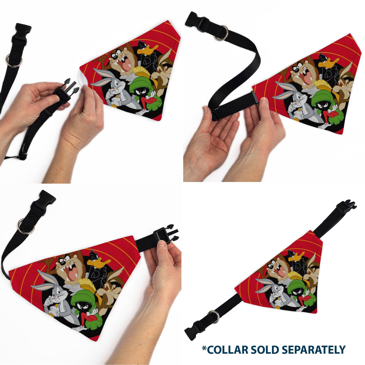 Pet Bandana - LOONEY TUNES Five Character Target Close-Up Pose Red | HT Animal Supply