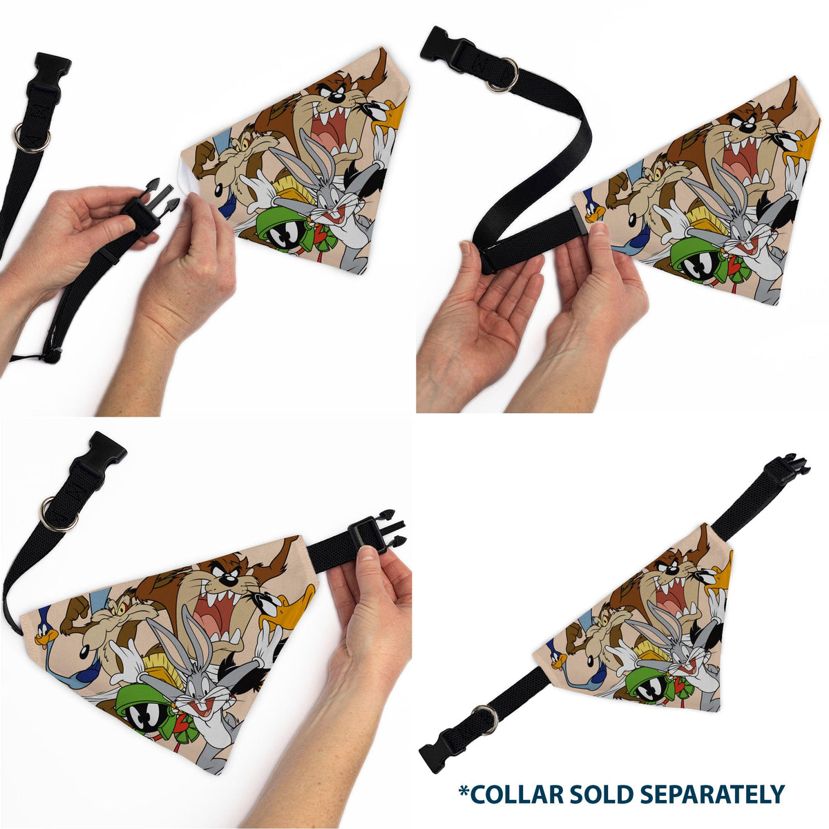Pet Bandana - LOONEY TUNES Six Character Stack Pose Beige | HT Animal Supply