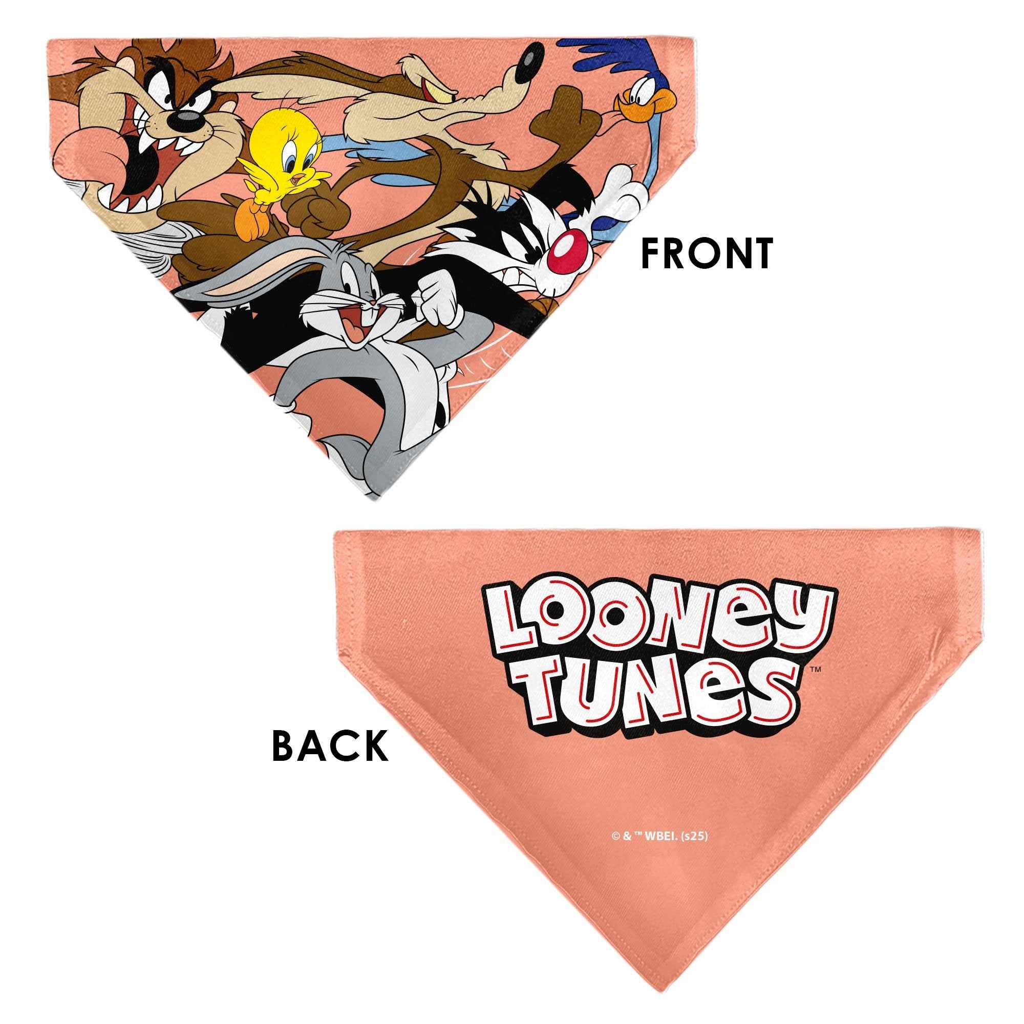 Buckle-Down Looney Tunes Six Character Running Pose Pink Over-the-Collar Dog Bandana