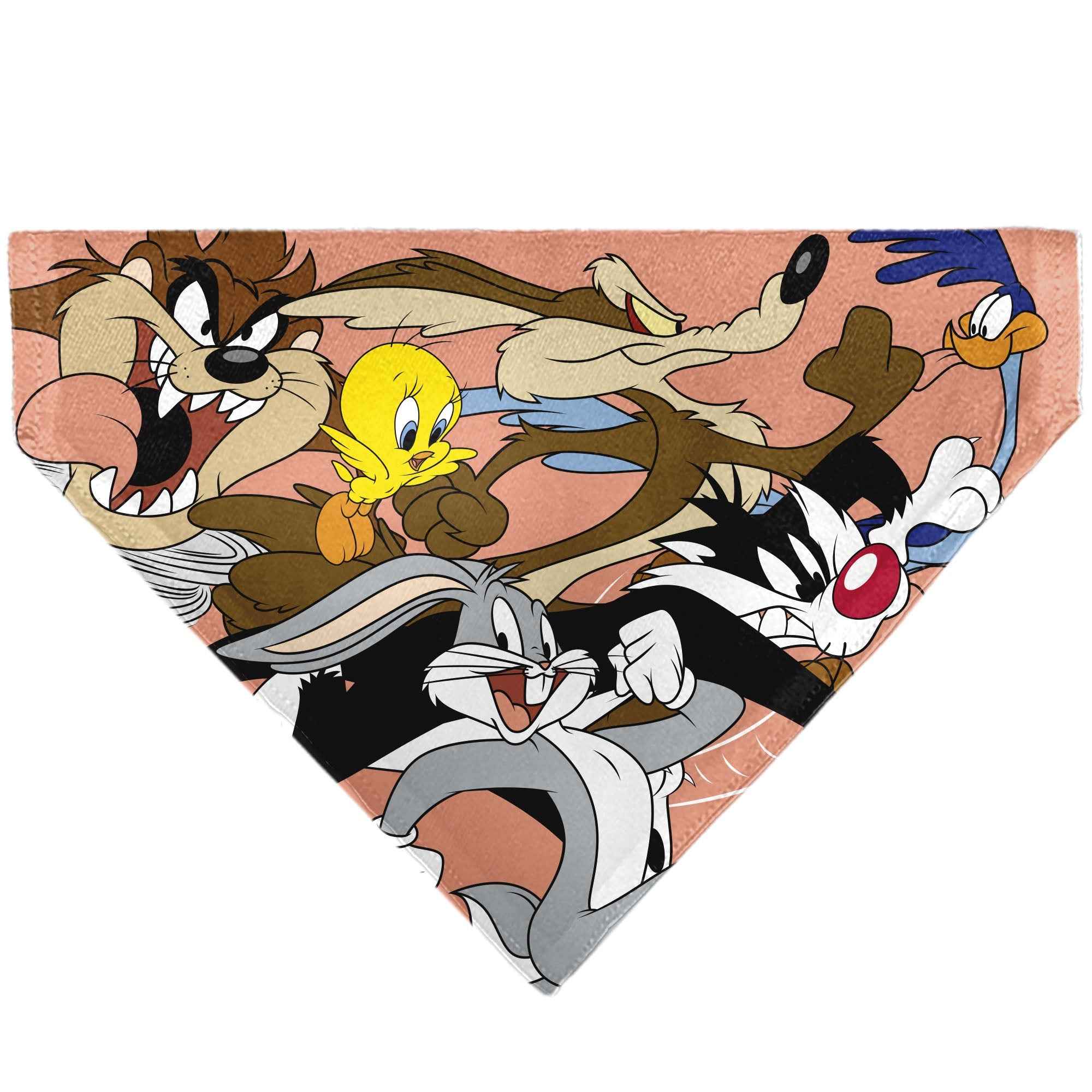 Buckle-Down Looney Tunes Six Character Running Pose Pink Over-the-Collar Dog Bandana