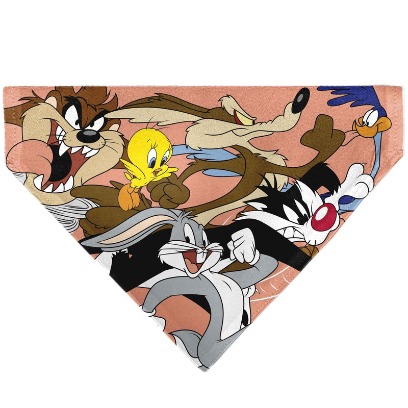 Buckle-Down Looney Tunes Six Character Running Pose Pink Over-the-Collar Dog Bandana