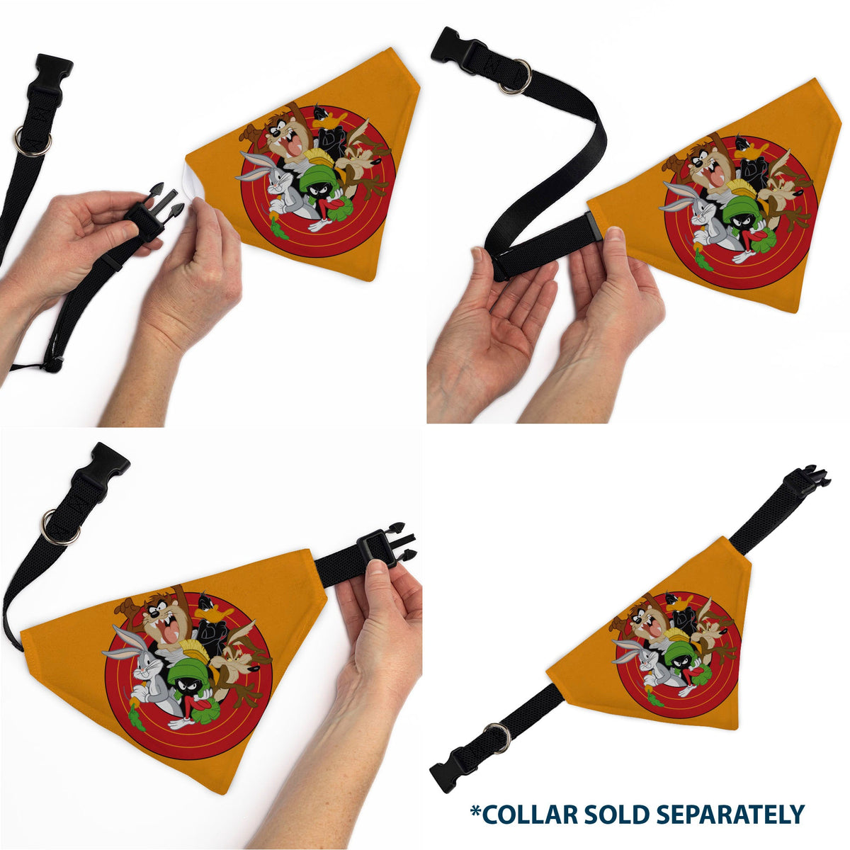 Pet Bandana - LOONEY TUNES Five Character Target Pose Orange | HT Animal Supply