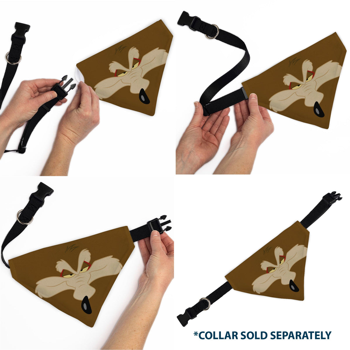 Pet Bandana - LOONEY TUNES Wile E. Coyote Face Close-Up Brown | HT Animal Supply