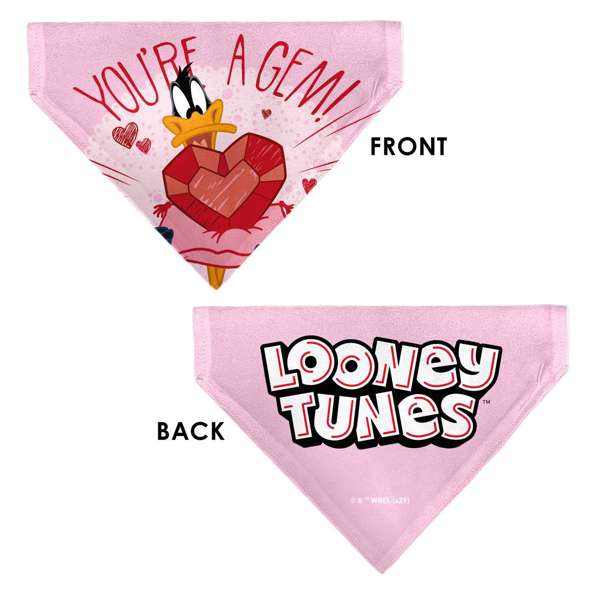Pet Bandana - Daffy Duck YOURE A GEM Heart Pose and Title Logo Pink