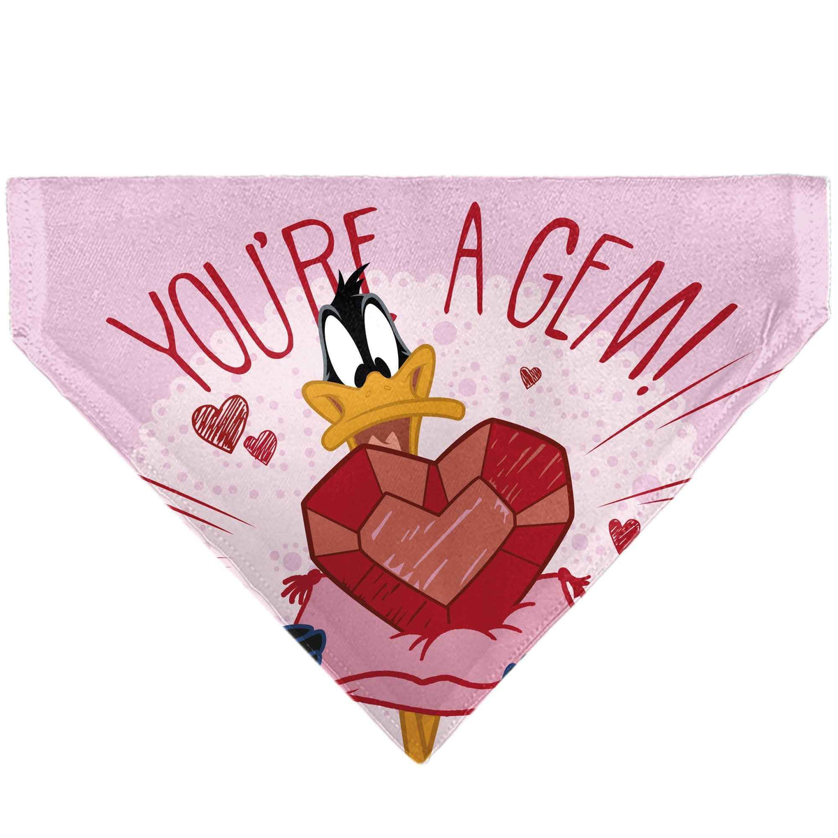 Pet Bandana - Daffy Duck YOURE A GEM Heart Pose and Title Logo Pink