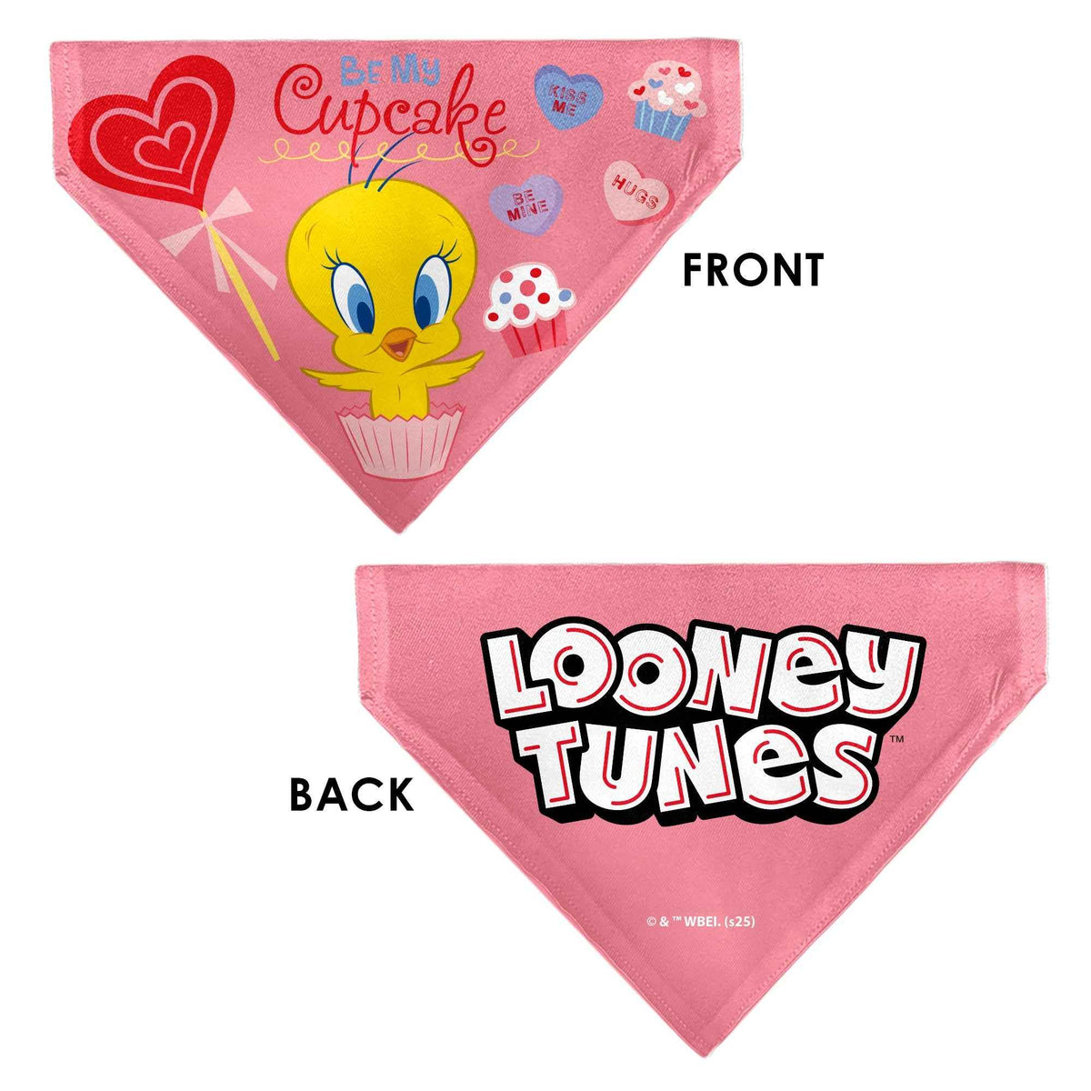 Pet Bandana - Tweety Bird BE MY CUPCAKE Sweets Pose and Title Logo Pink