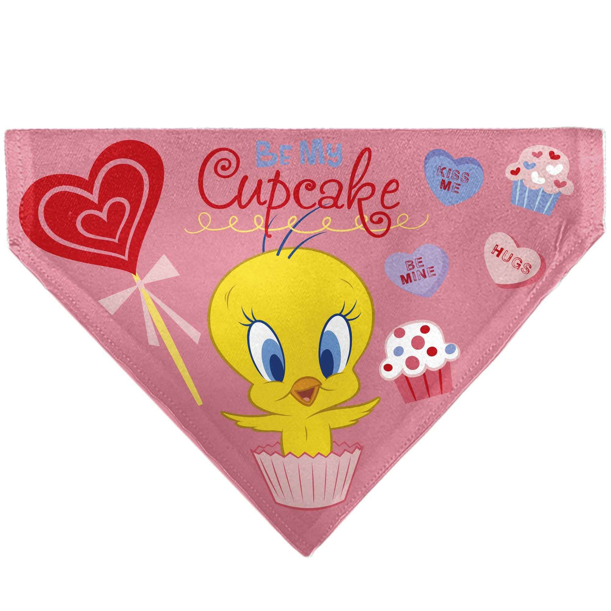 Pet Bandana - Tweety Bird BE MY CUPCAKE Sweets Pose and Title Logo Pink