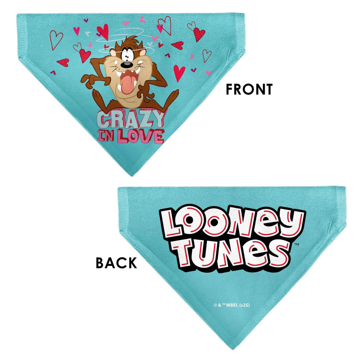 Pet Bandana - Taz Tasmanian Devil CRAZY IN LOVE Heart Pose and Title Logo Blue