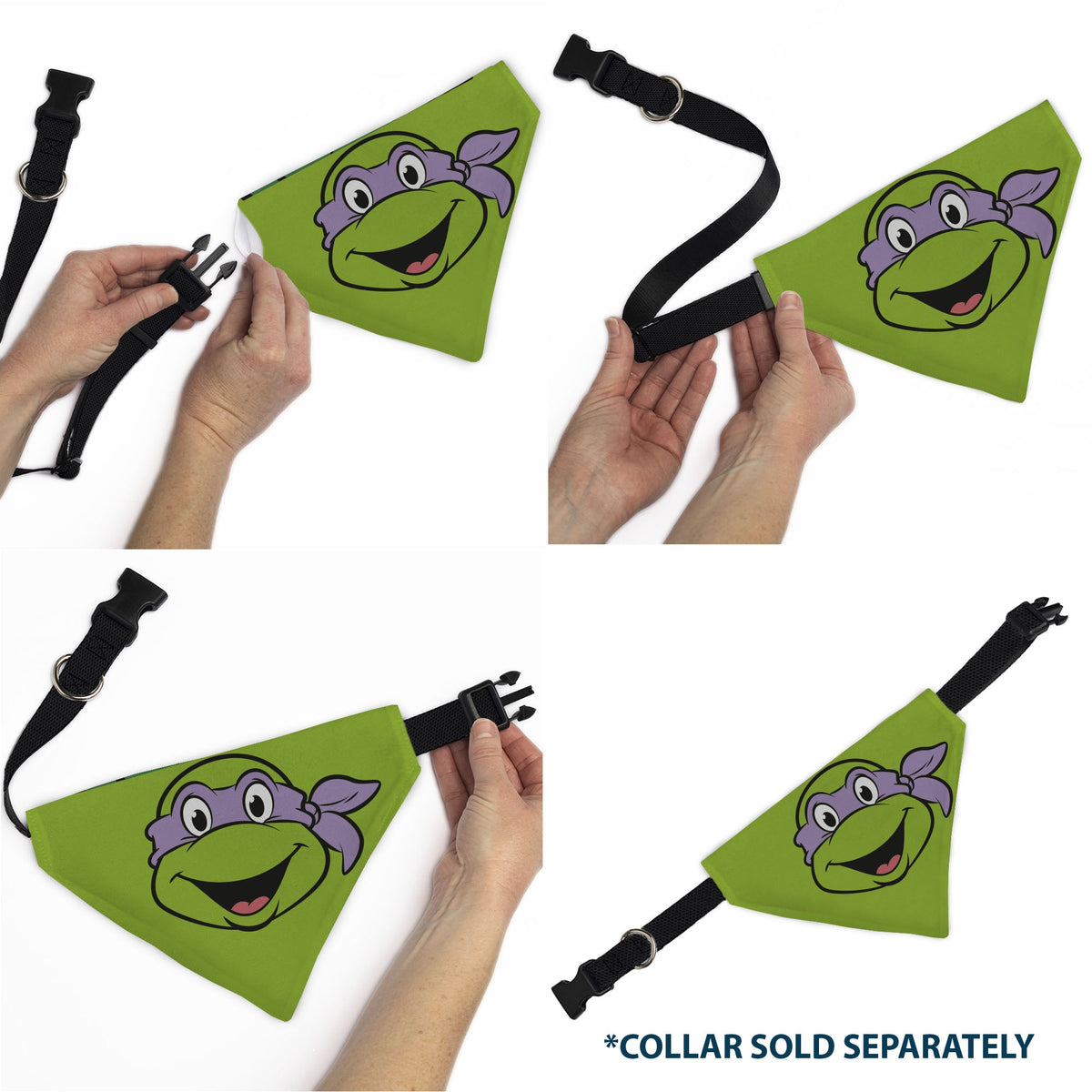 Pet Bandana - Ninja Turtles Donatello Face and Turtle Shell Character Close-Up Green | HT Animal Supply
