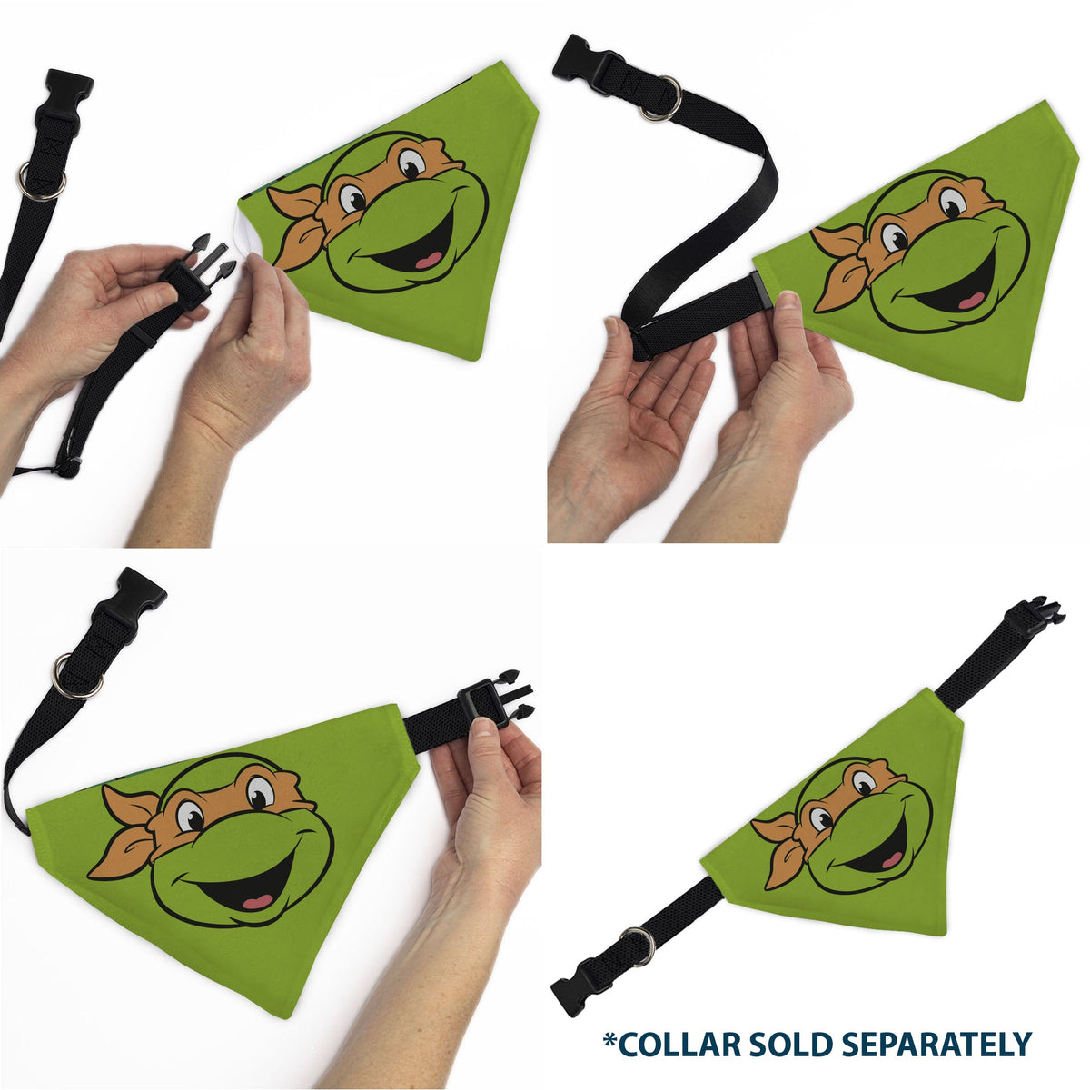 Pet Bandana - Ninja Turtles Michaelangelo Face and Turtle Shell Character Close-Up Green | HT Animal Supply