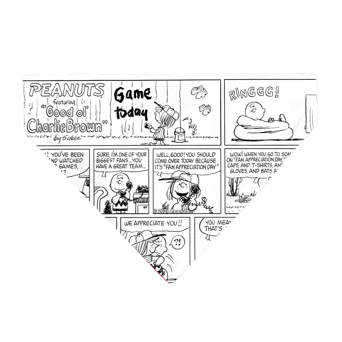 Pet Bandana - PEANUTS Good Ol Charlie Brown Comic Scene Blocks White/Black 