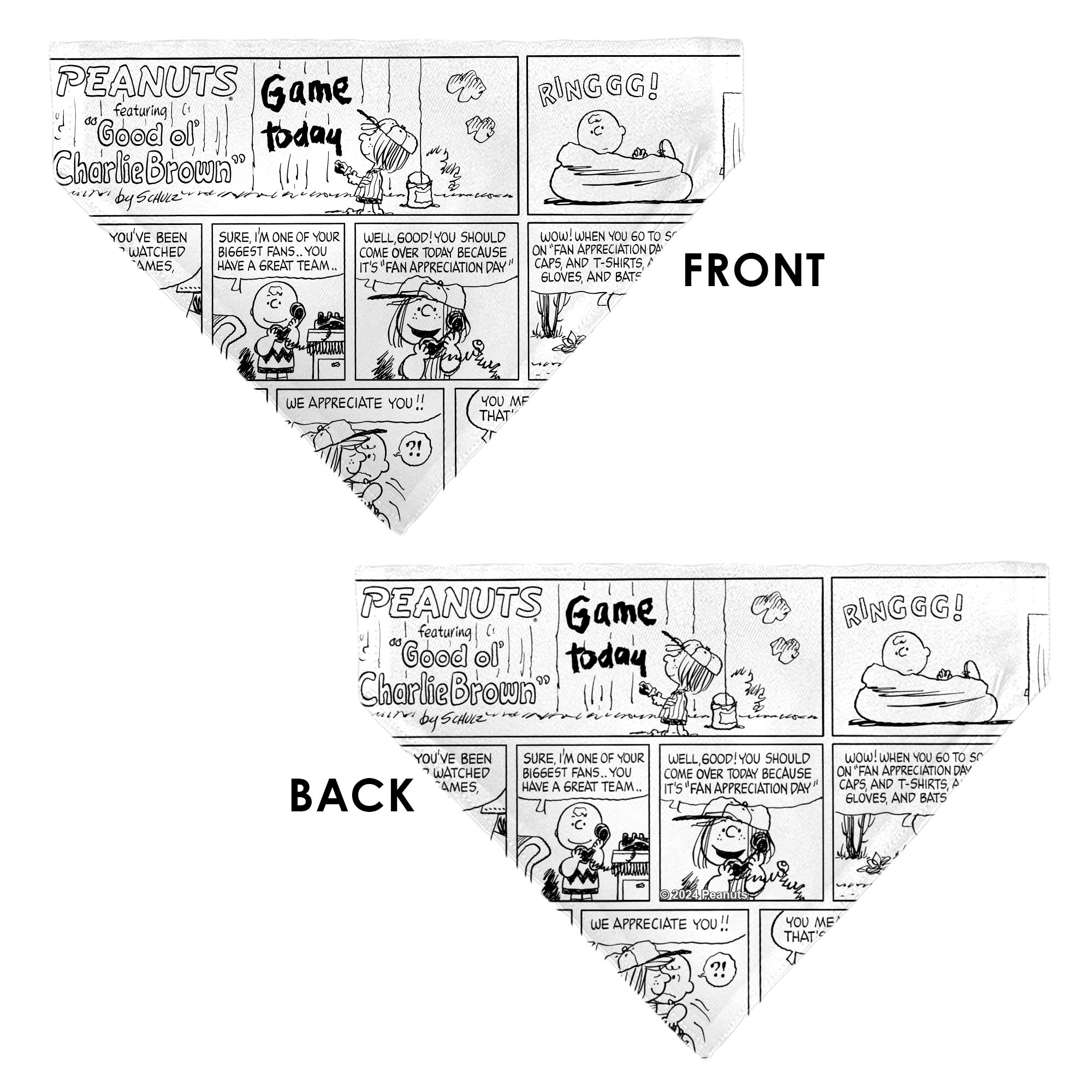 Pet Bandana - PEANUTS Good Ol Charlie Brown Comic Scene Blocks White/Black 