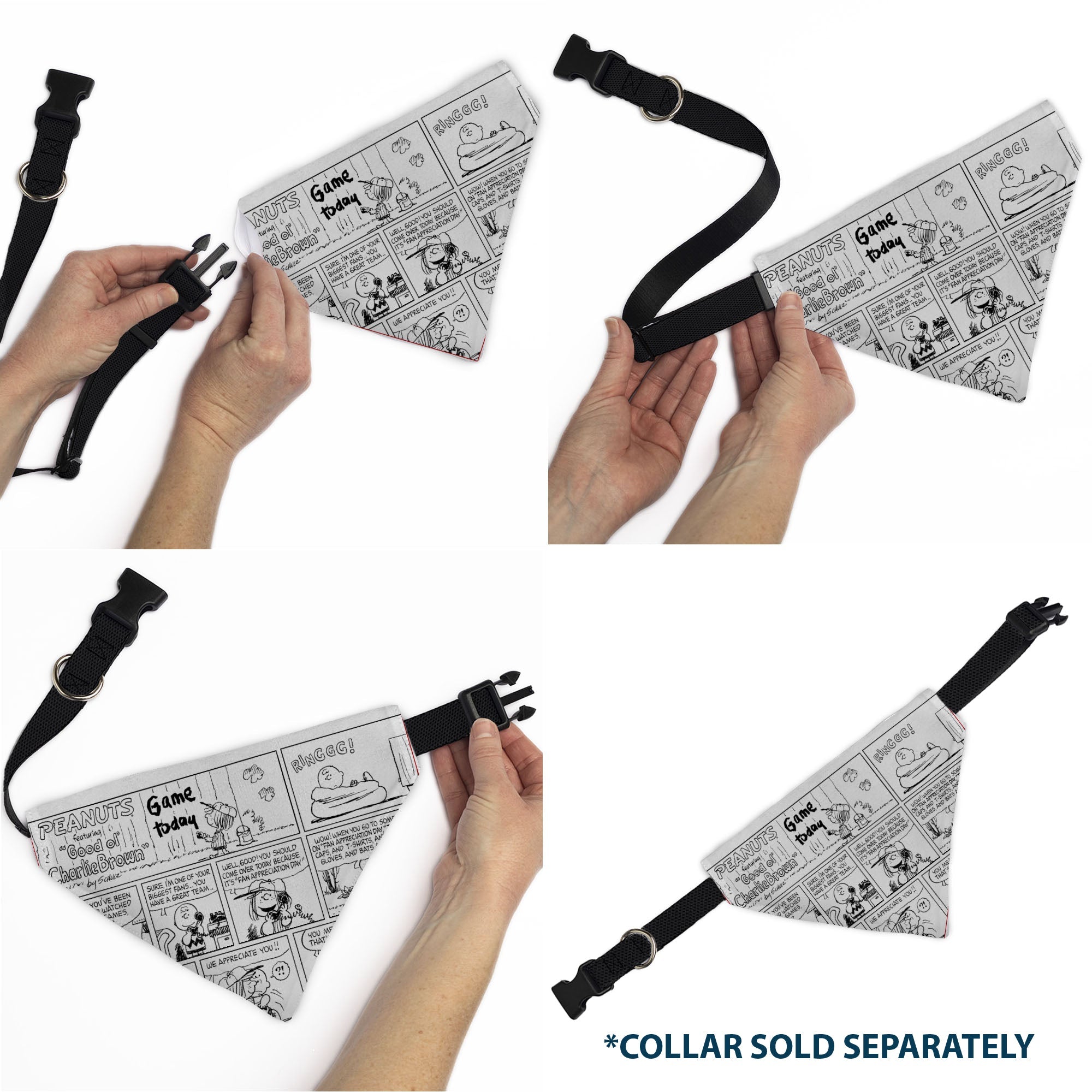 Pet Bandana - PEANUTS Good Ol Charlie Brown Comic Scene Blocks White/Black 