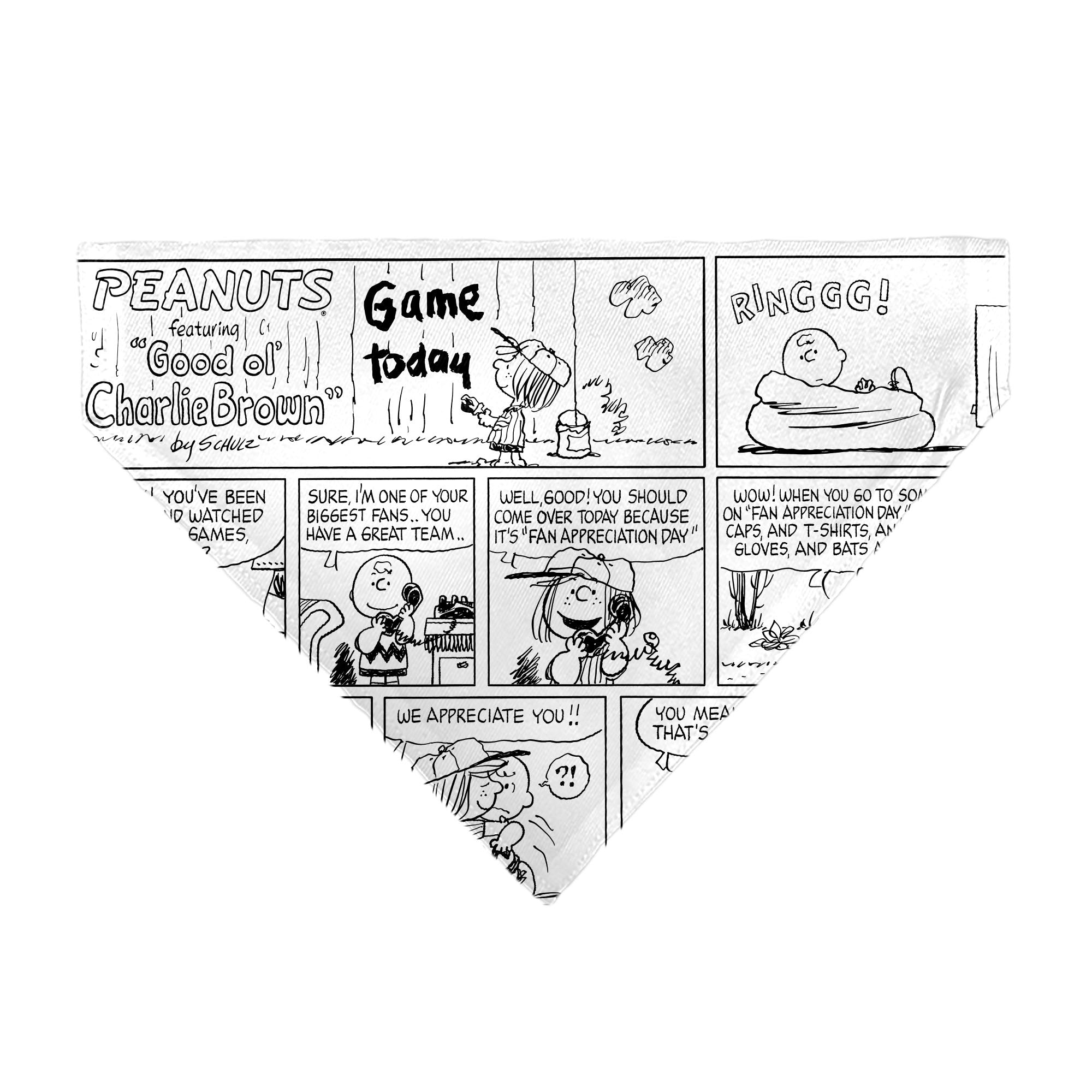 Pet Bandana - PEANUTS Good Ol Charlie Brown Comic Scene Blocks White/Black 
