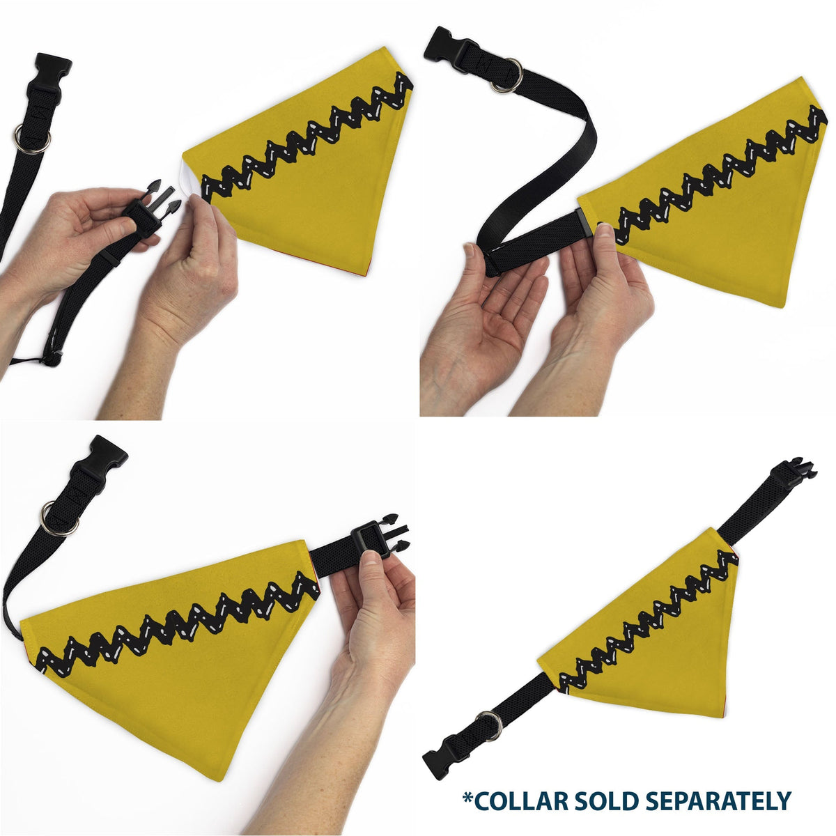 Pet Bandana - Peanuts Charlie Brown Zig Zag Stripe Yellow/Black 