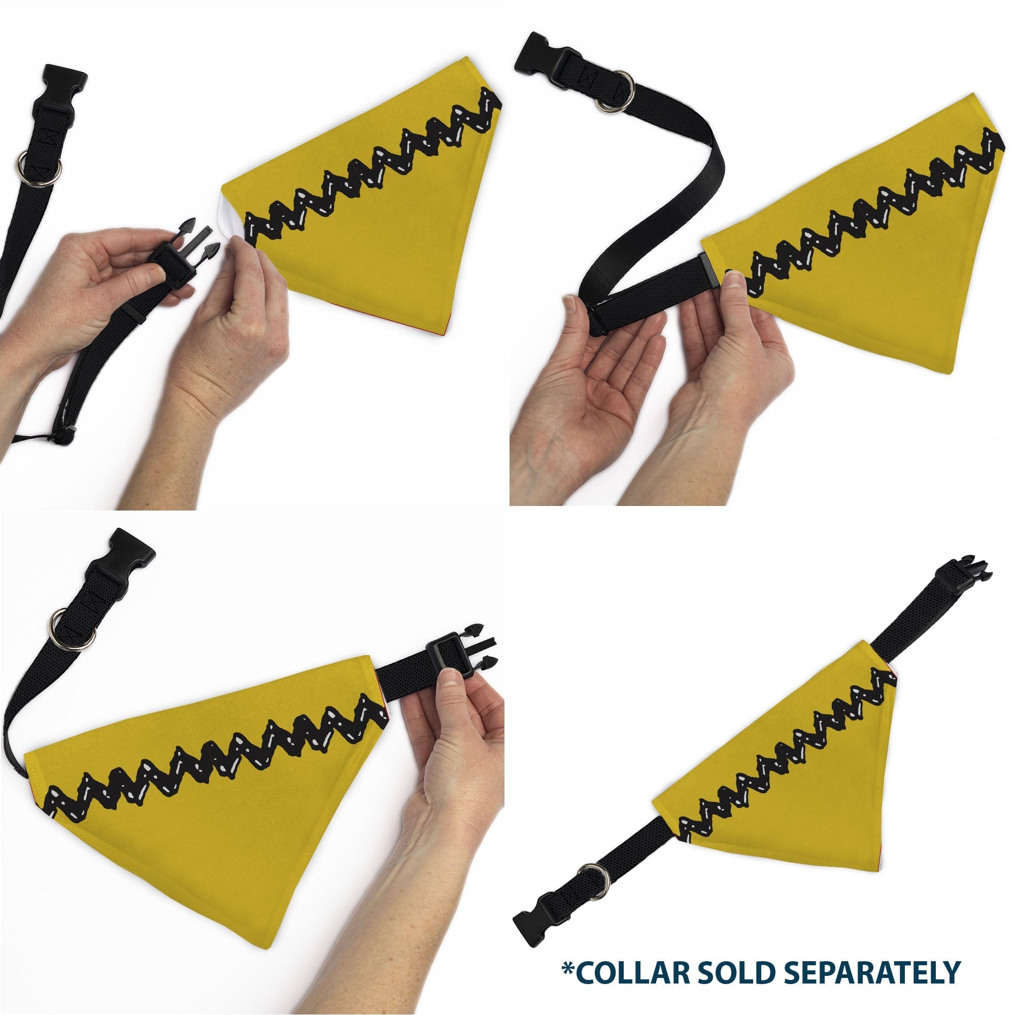 Pet Bandana - Peanuts Charlie Brown Zig Zag Stripe Yellow/Black 