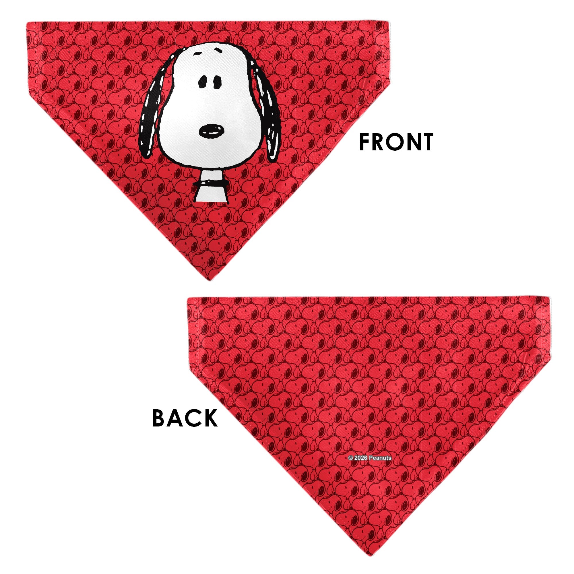 Pet Bandana - Peanuts Snoopy Face and Profile Pose Reds | HT Animal Supply