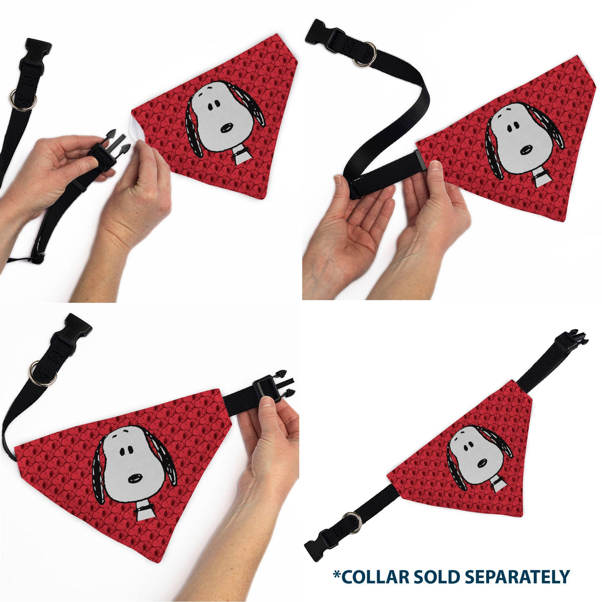Pet Bandana - Peanuts Snoopy Face and Profile Pose Reds | HT Animal Supply
