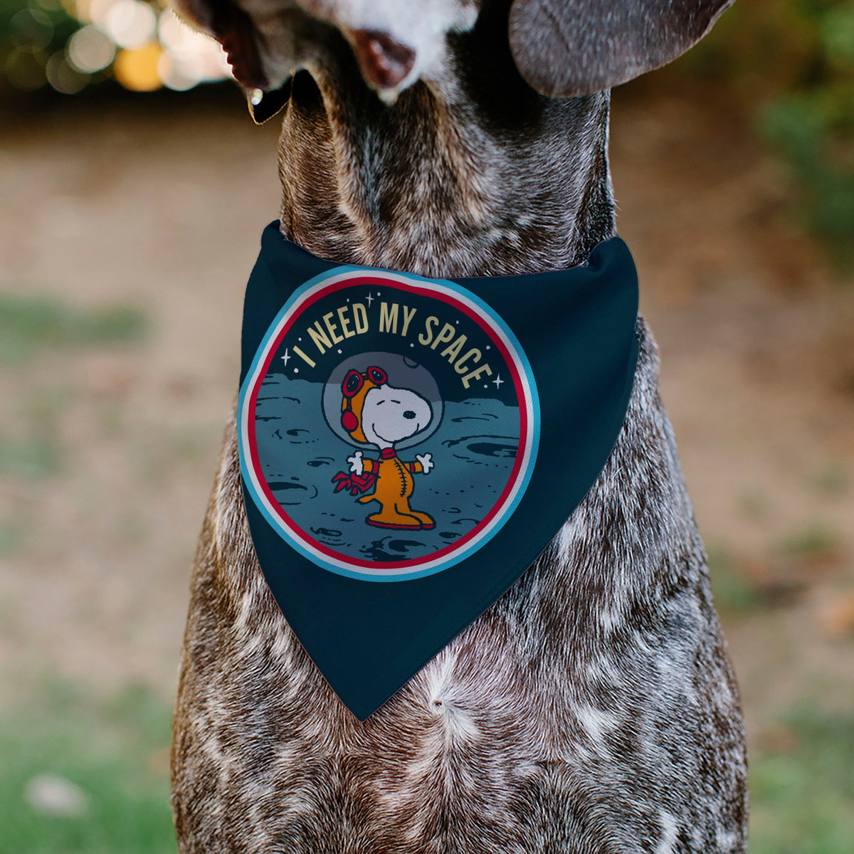 Pet Bandana - Peanuts Astronaut Snoopy I NEED MY SPACE Pose Blue 