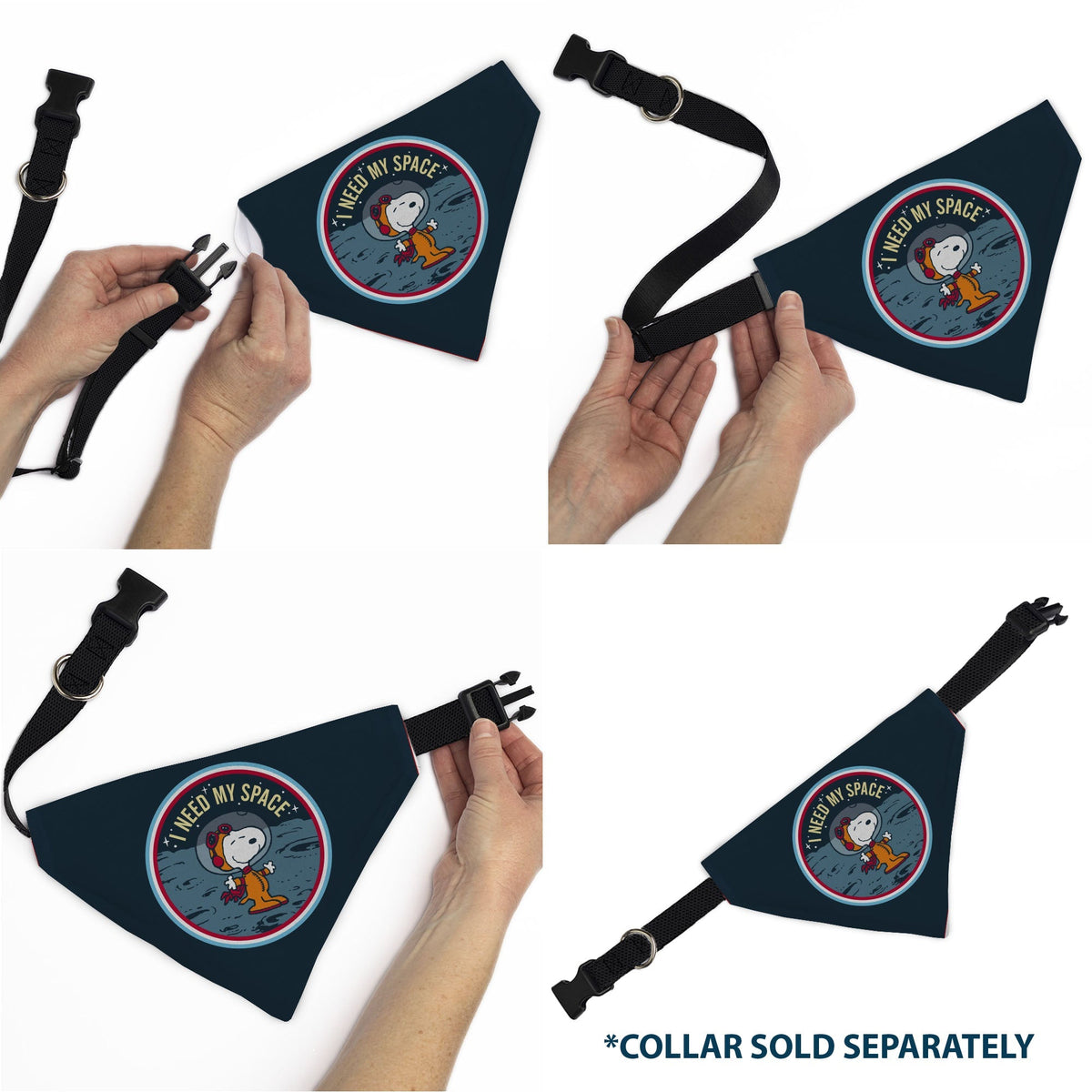 Pet Bandana - Peanuts Astronaut Snoopy I NEED MY SPACE Pose Blue 