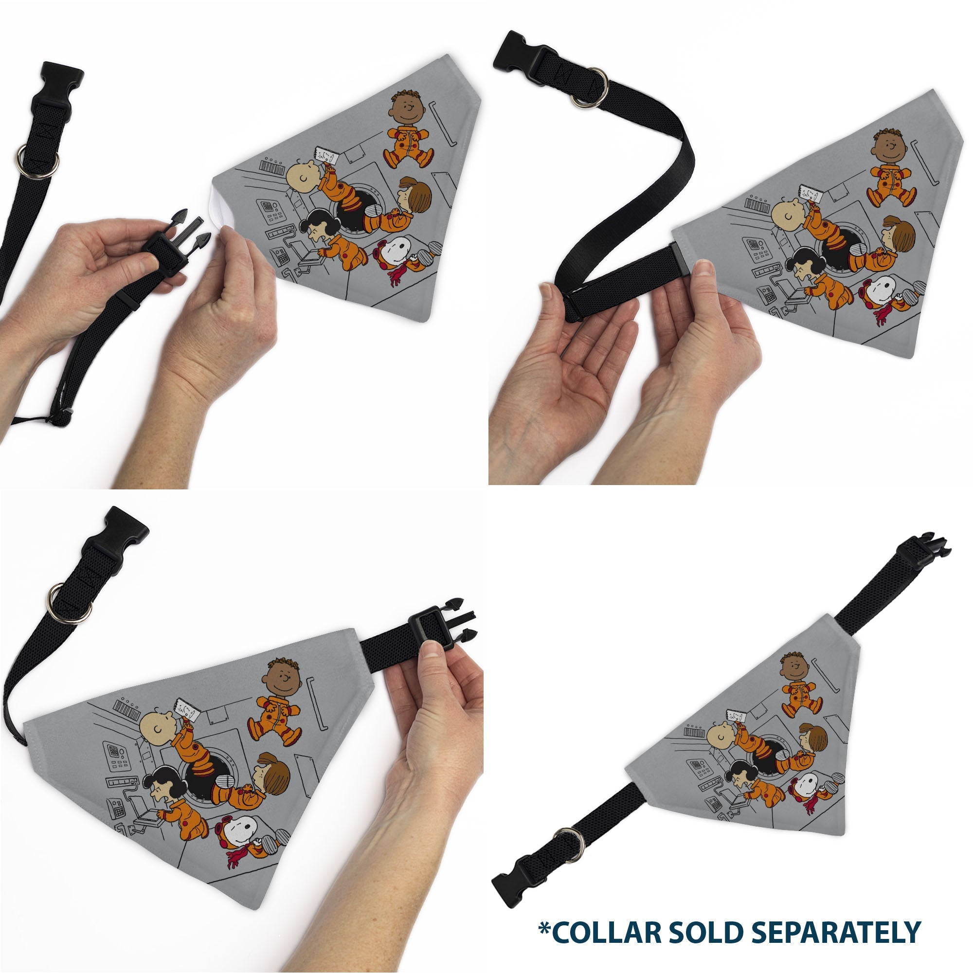 Pet Bandana - Peanuts Gang Floating Astronauts Group Pose Gray 