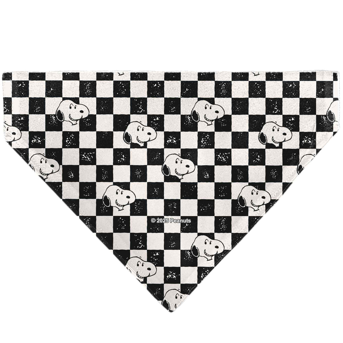 Snoopy Smiling Face Checker Pet Bandana – Peanuts Fan Gear Black/White