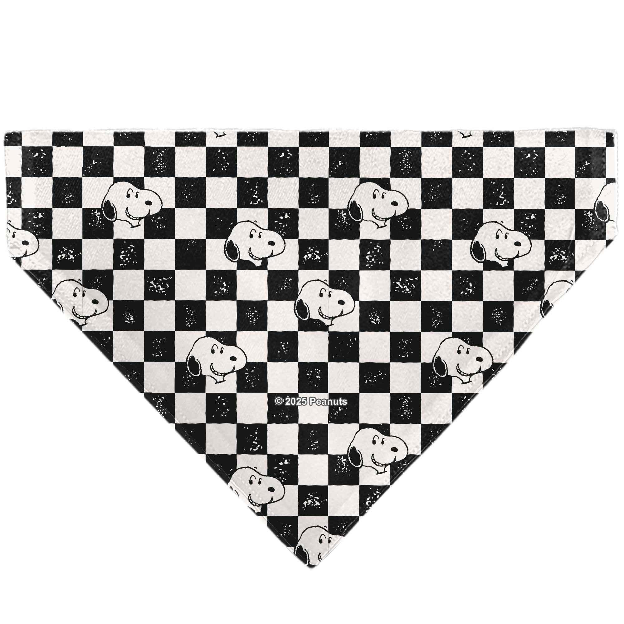 Snoopy Smiling Face Checker Pet Bandana – Peanuts Fan Gear Black/White