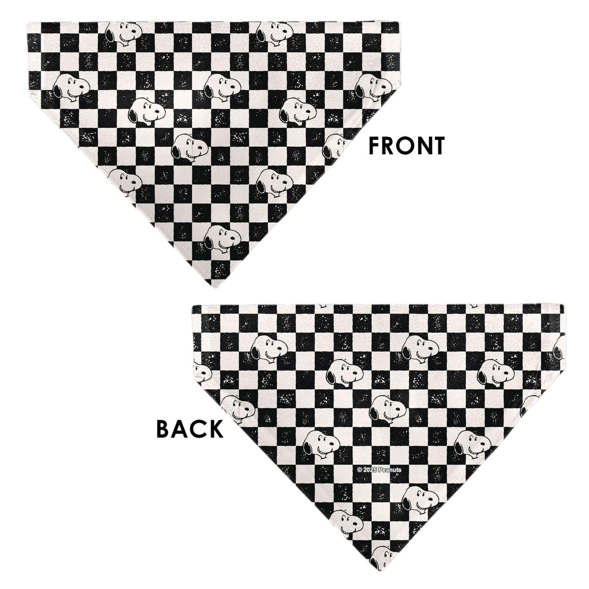 Snoopy Smiling Face Checker Pet Bandana – Peanuts Fan Gear Black/White