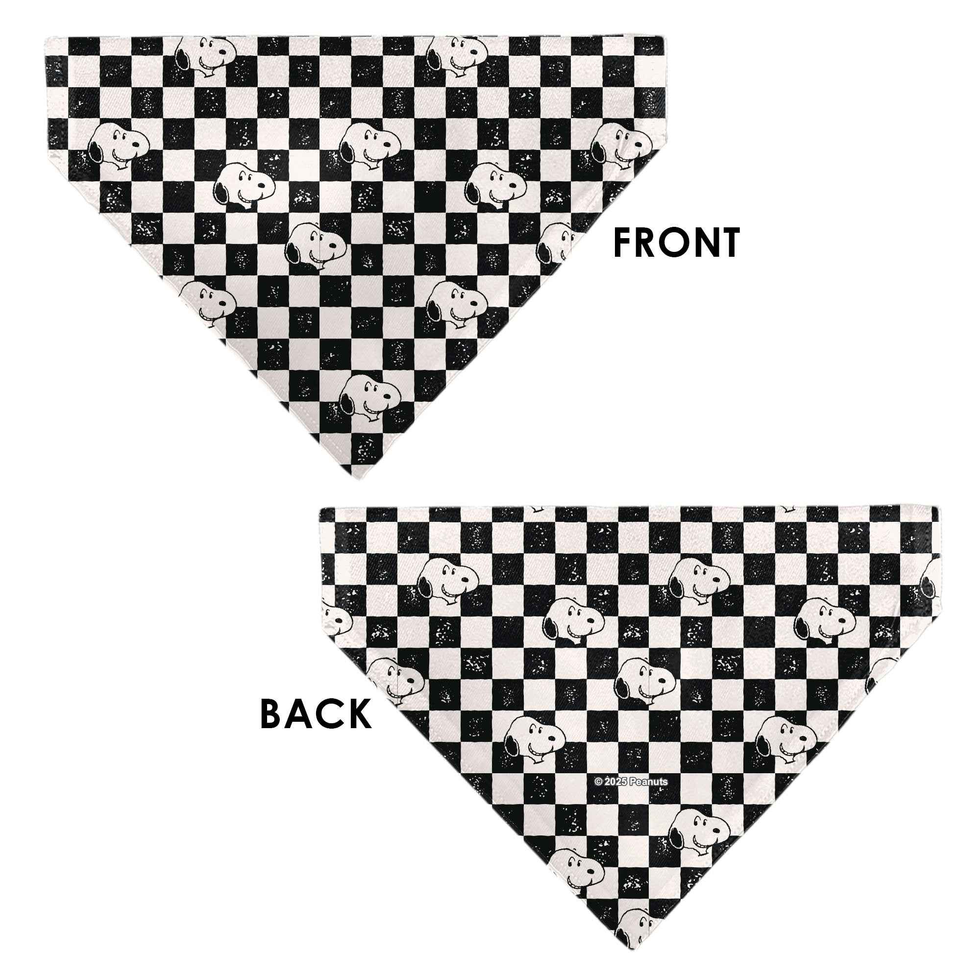 Snoopy Smiling Face Checker Pet Bandana – Peanuts Fan Gear Black/White