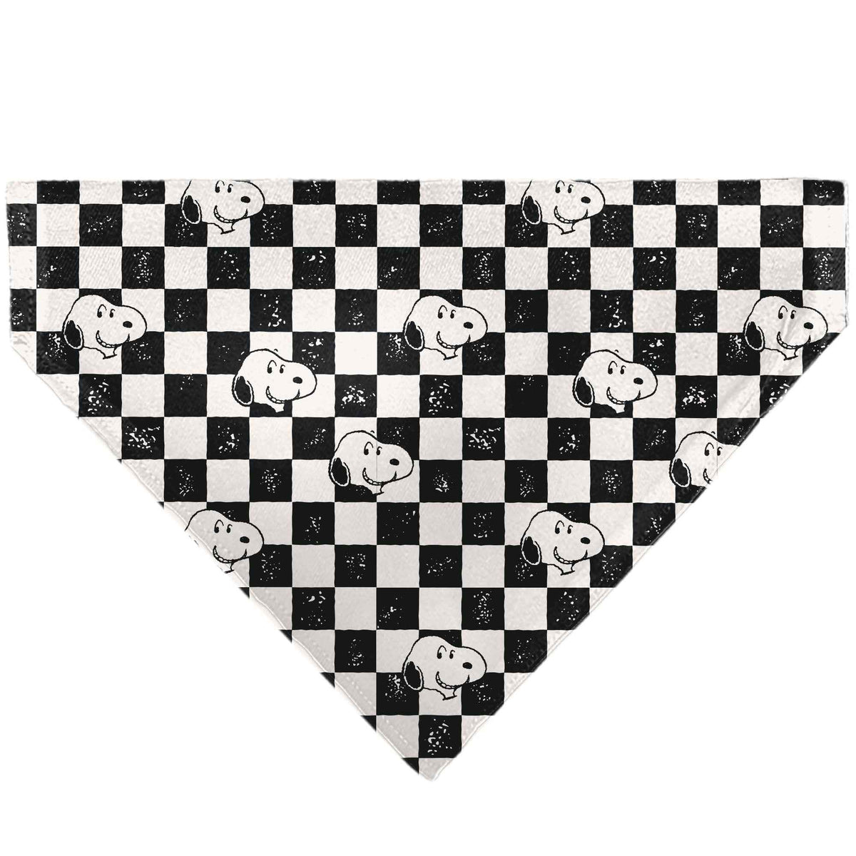 Snoopy Smiling Face Checker Pet Bandana – Peanuts Fan Gear Black/White