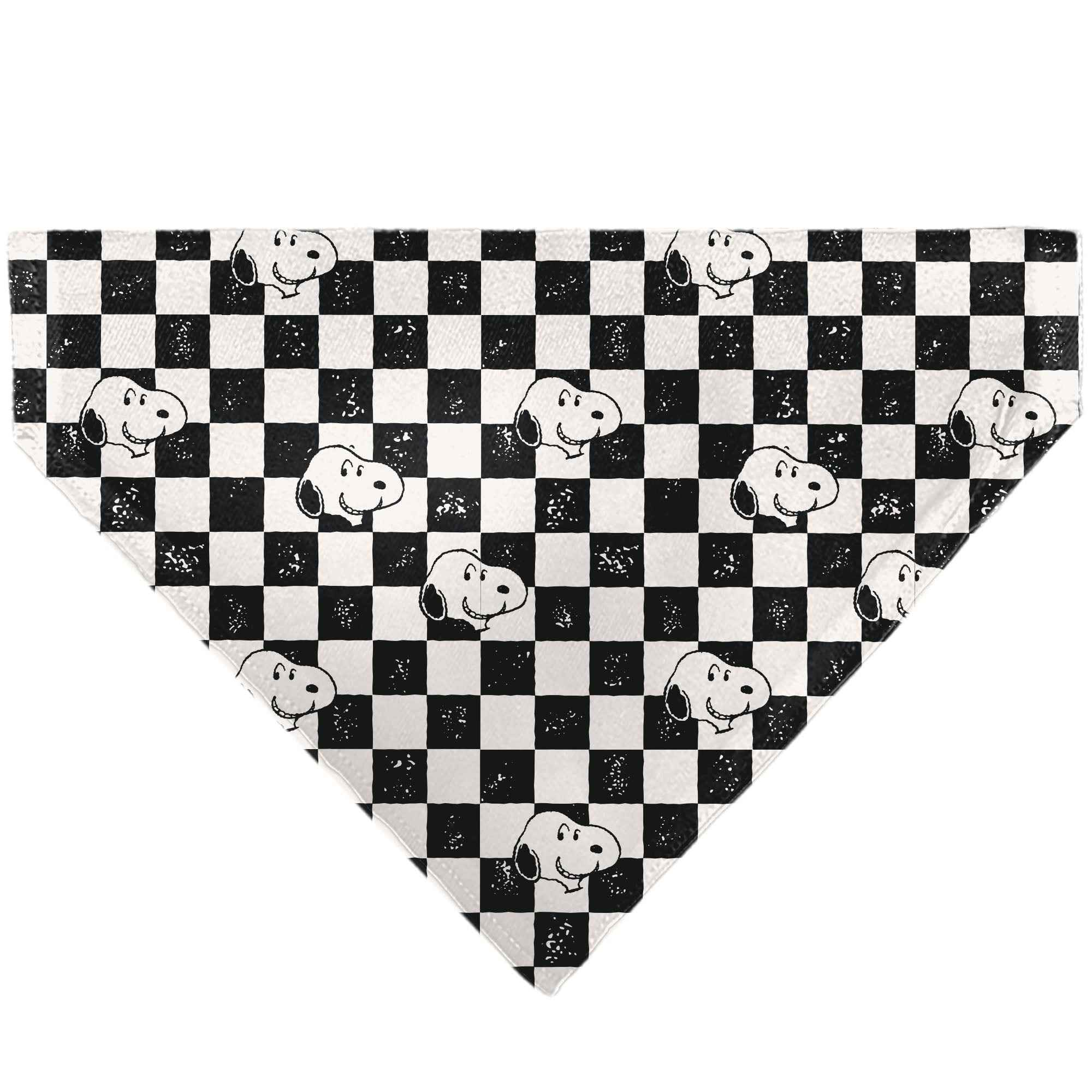 Snoopy Smiling Face Checker Pet Bandana – Peanuts Fan Gear Black/White