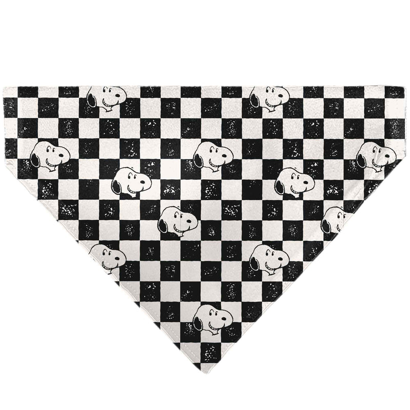Snoopy Smiling Face Checker Pet Bandana – Peanuts Fan Gear Black/White