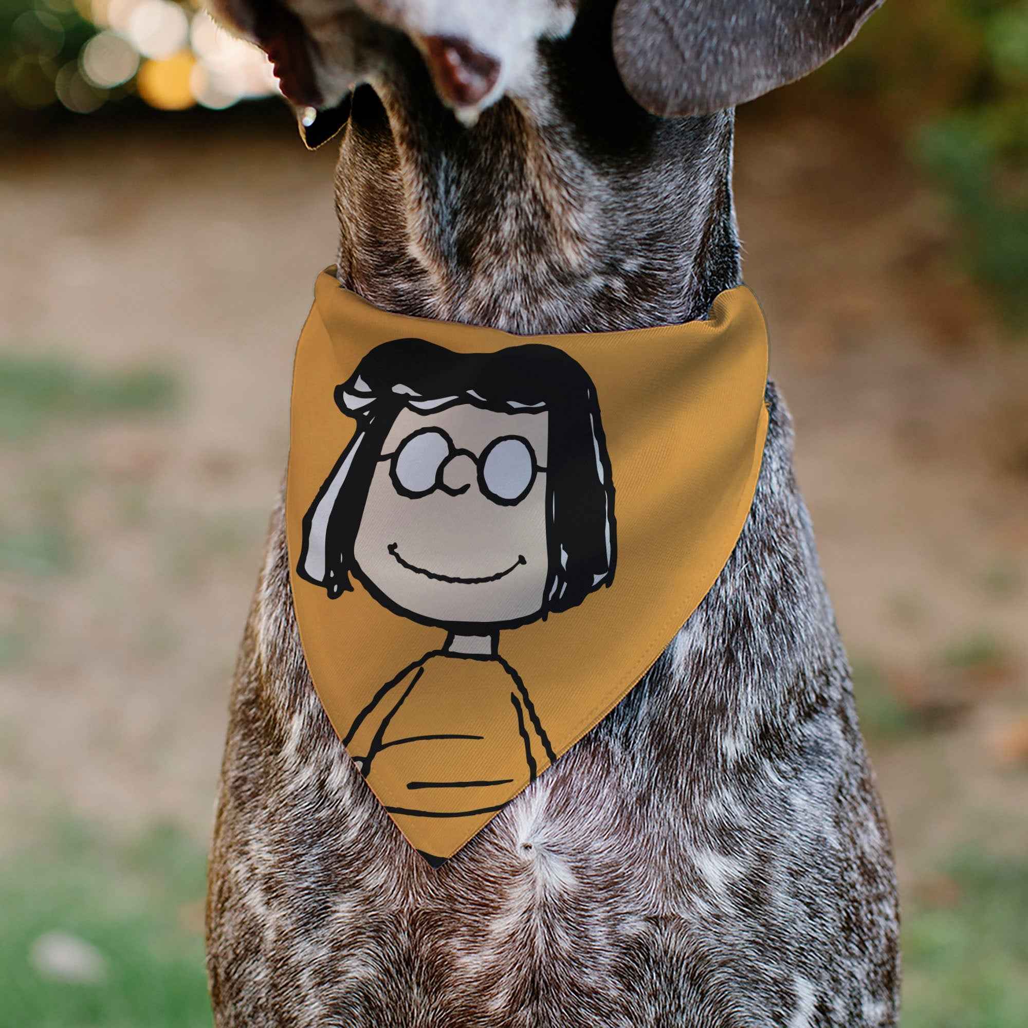 Buckle-Down Peanuts Marcie Smiling Face Pose Yellow Over-the-Collar Dog Bandana