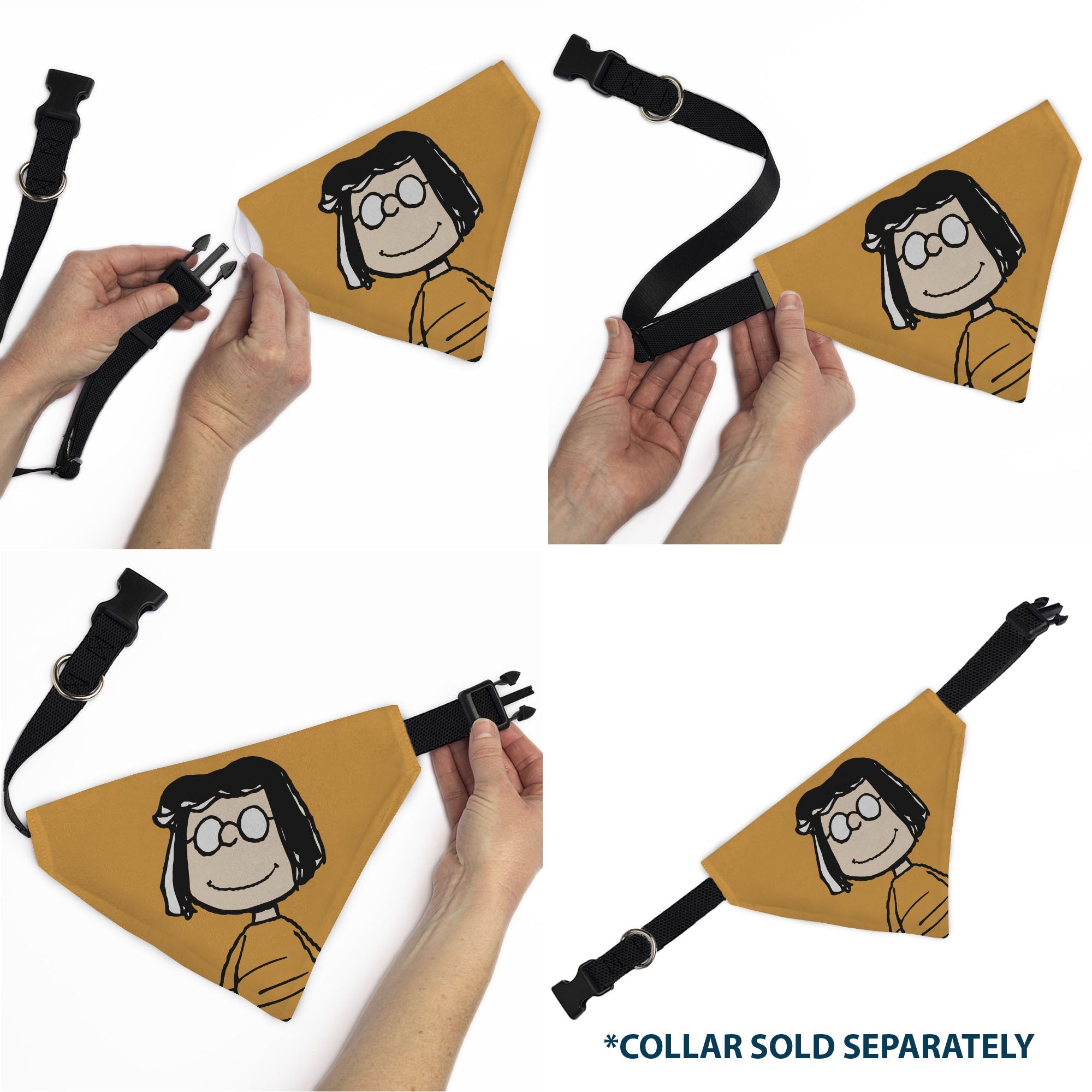 Buckle-Down Peanuts Marcie Smiling Face Pose Yellow Over-the-Collar Dog Bandana