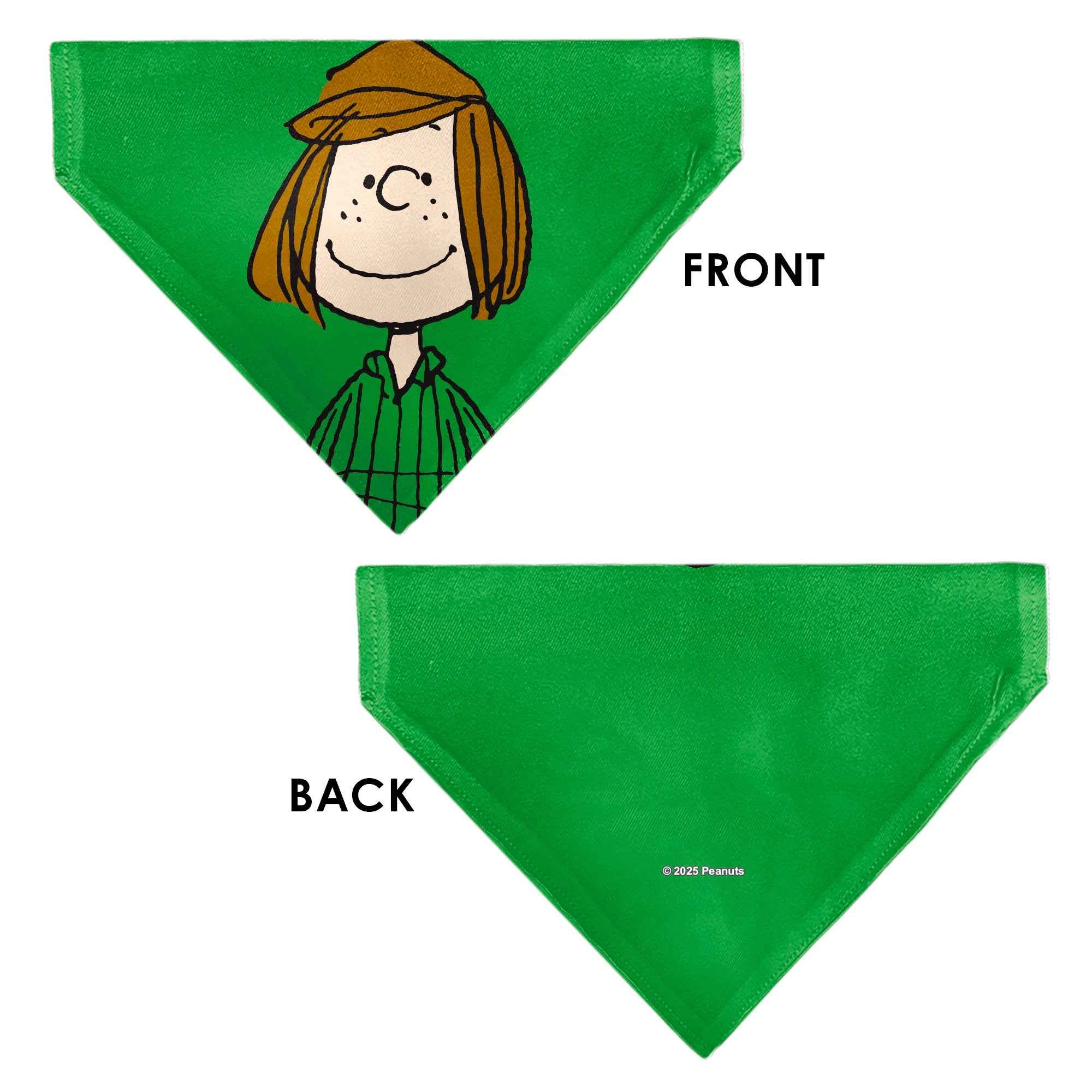 Buckle-Down Peanuts Peppermint Patty Smiling Face Pose Green Over-the-Collar Dog Bandana