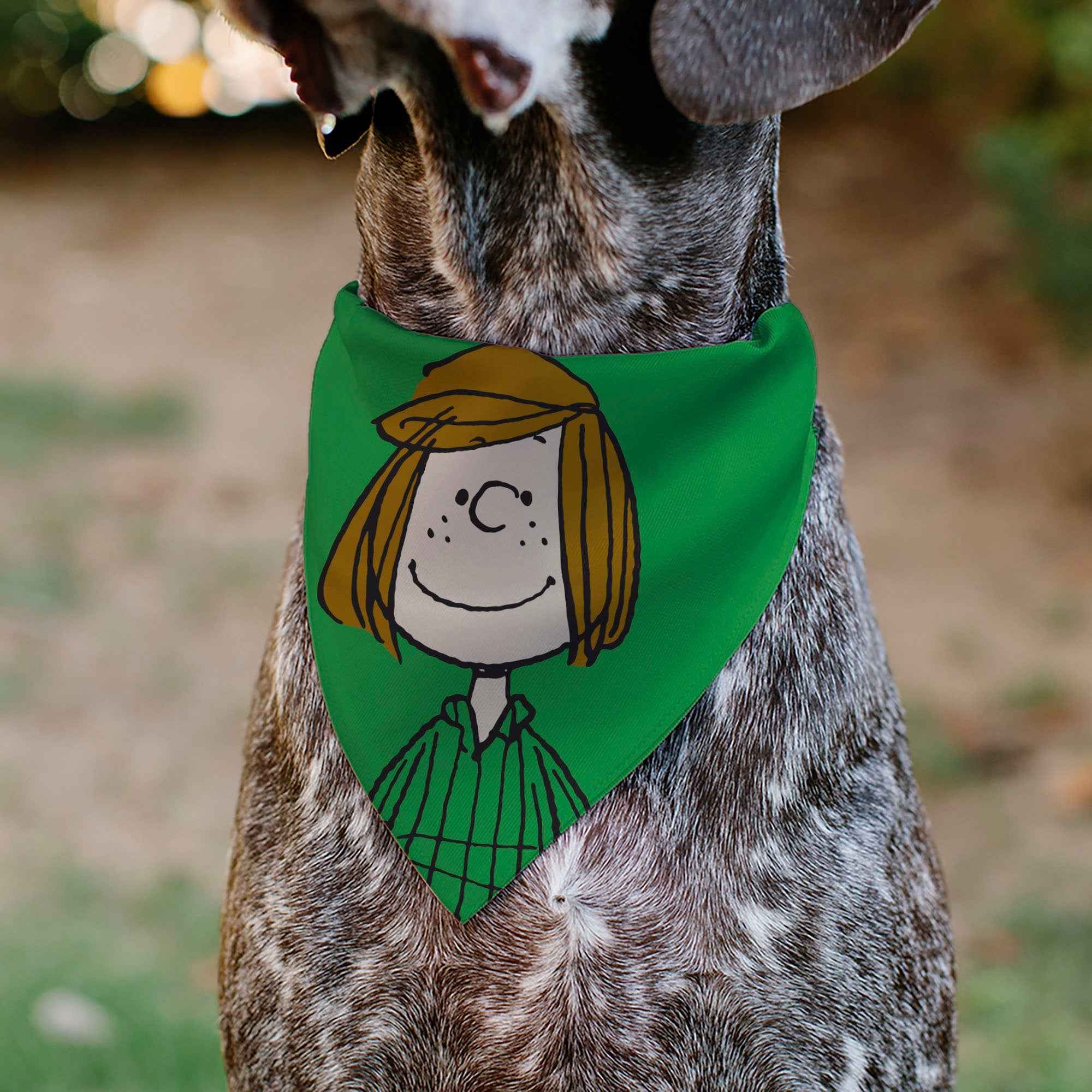 Buckle-Down Peanuts Peppermint Patty Smiling Face Pose Green Over-the-Collar Dog Bandana