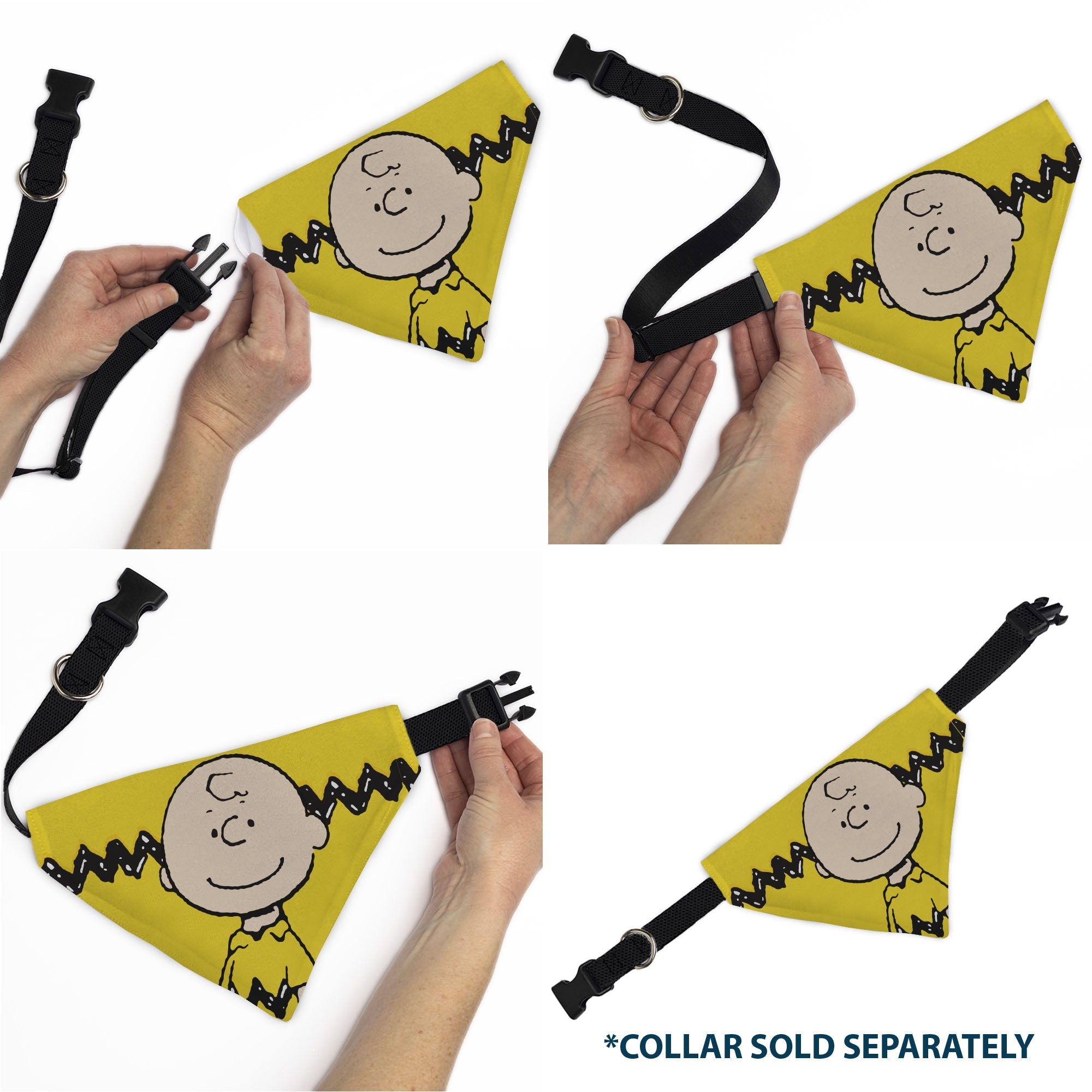 Buckle-Down Charlie Brown Smiling Face Stripe Pet Bandana – Peanuts Fan Gear Yellow