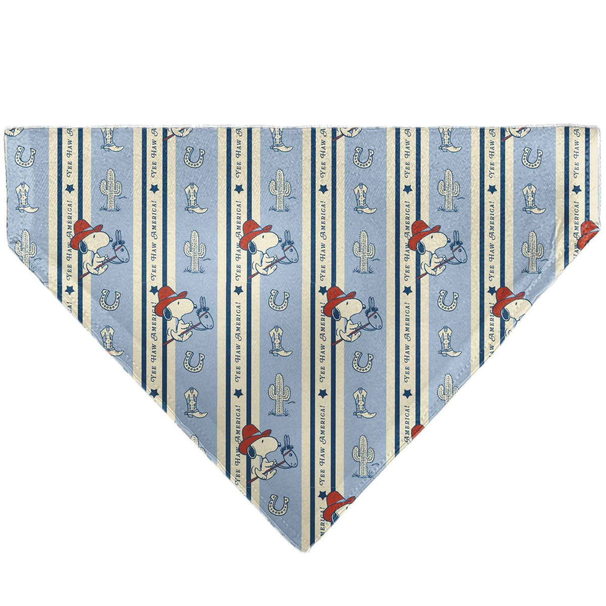 Snoopy YEE HAW America Pet Bandana – Peanuts Fan Gear Ivory/Blues/Red