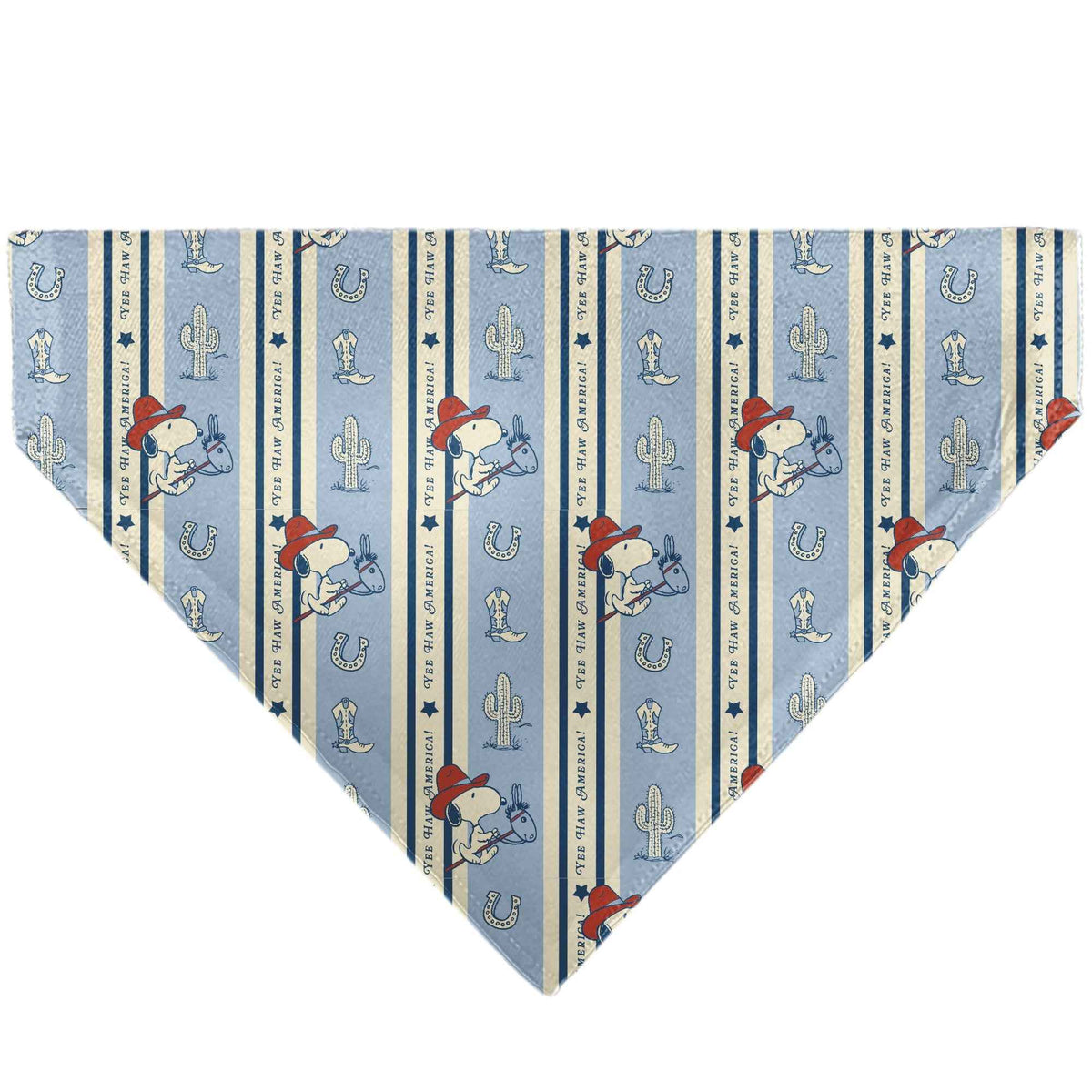 Snoopy YEE HAW America Pet Bandana – Peanuts Fan Gear Ivory/Blues/Red