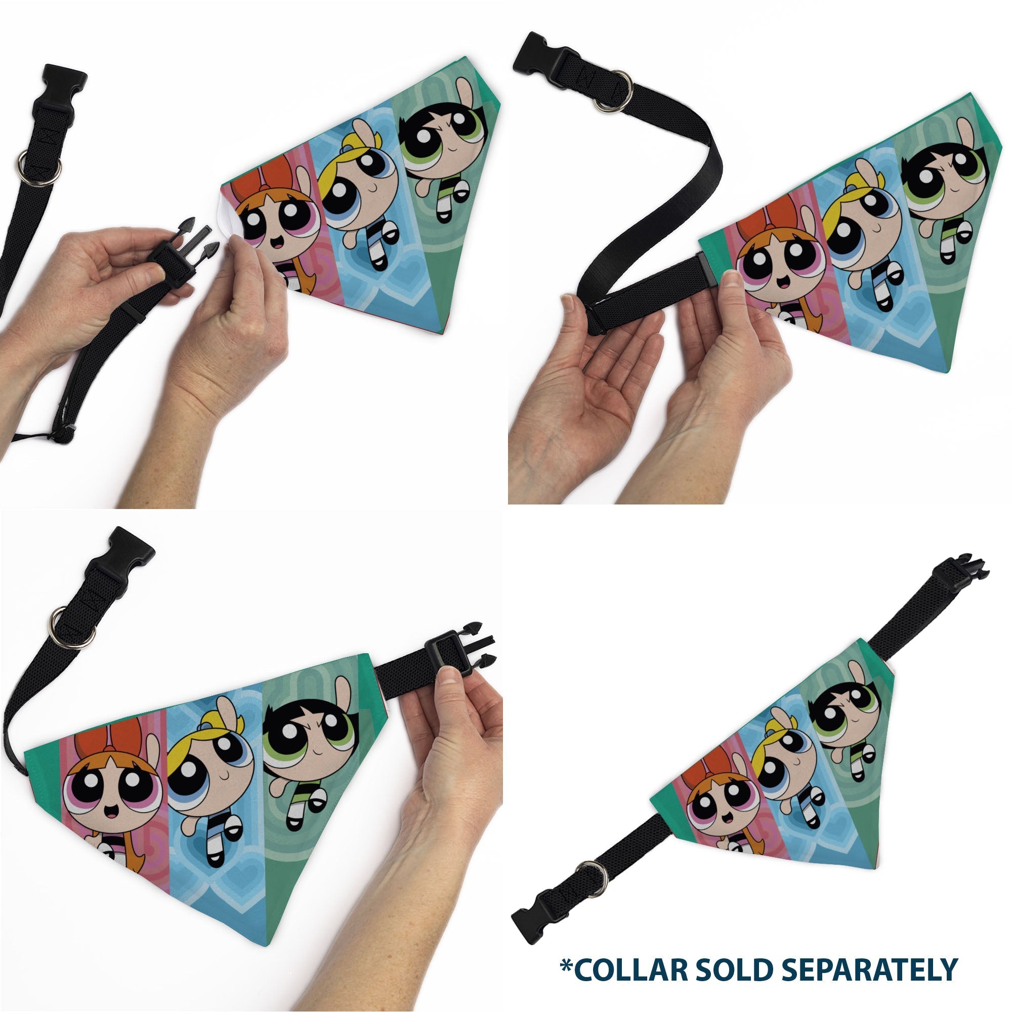 Pet Bandana - The Powerpuff Girls Flight Pose Pinks/Blues/Greens 