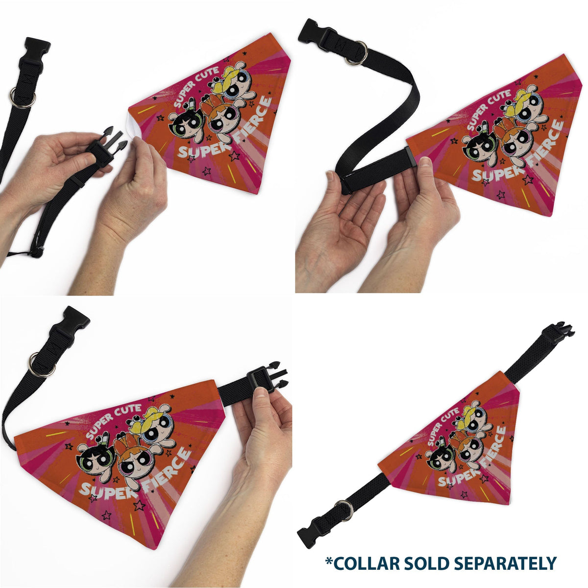 Pet Bandana - Powerpuff Girls SUPER CUTE SUPER FIERCE Group Pose Pinks 