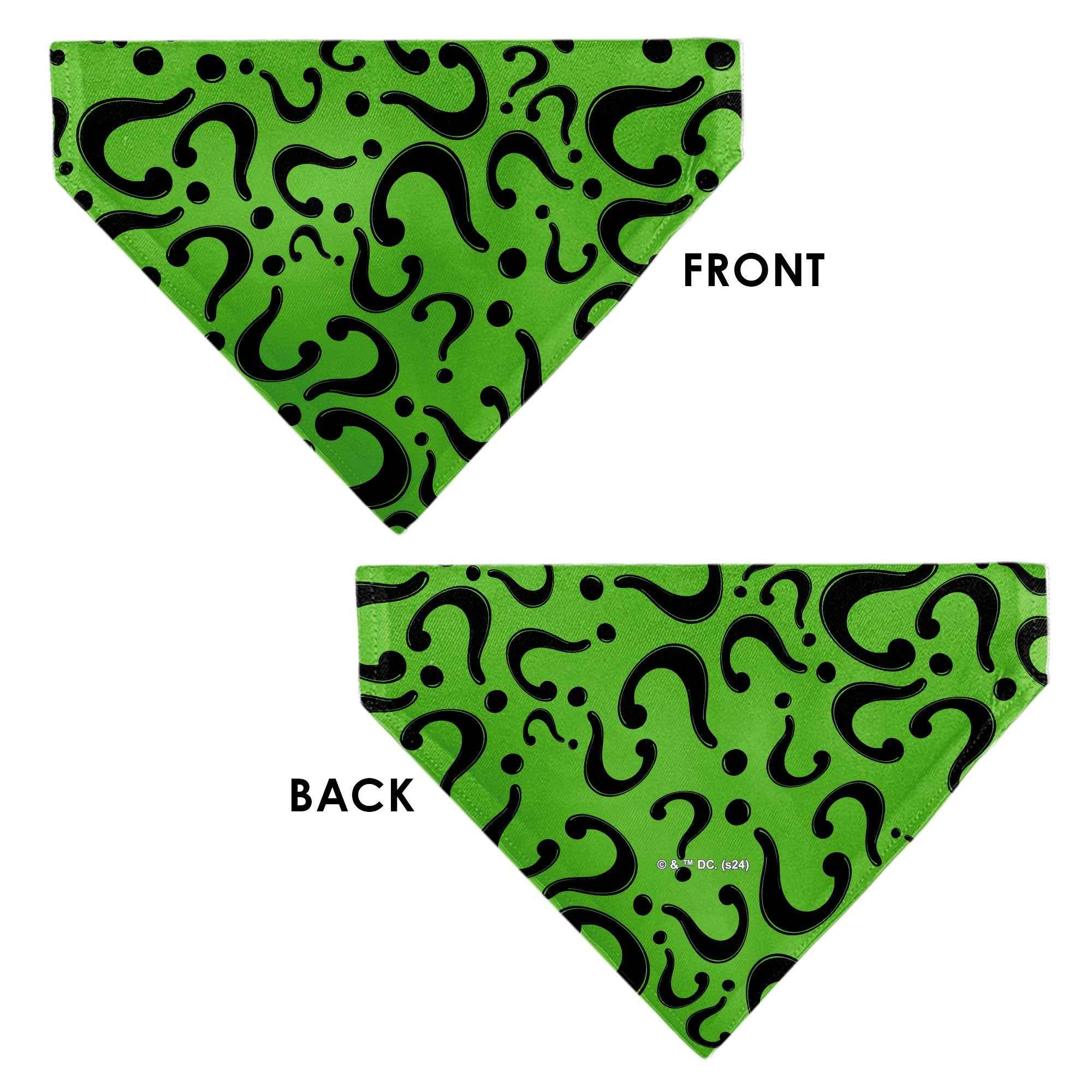 Buckle-Down The Riddler Question Mark Logo Scattered Green/Black Over-the-Collar Dog Bandana